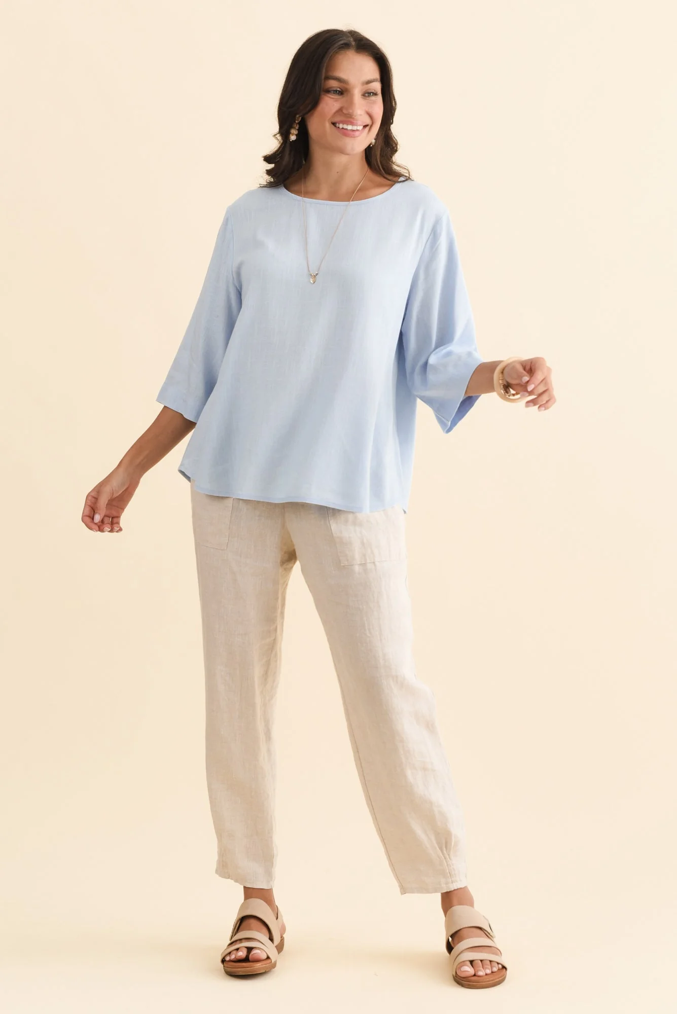 Ophelia Light Blue Scoop Neck Top - Image 6