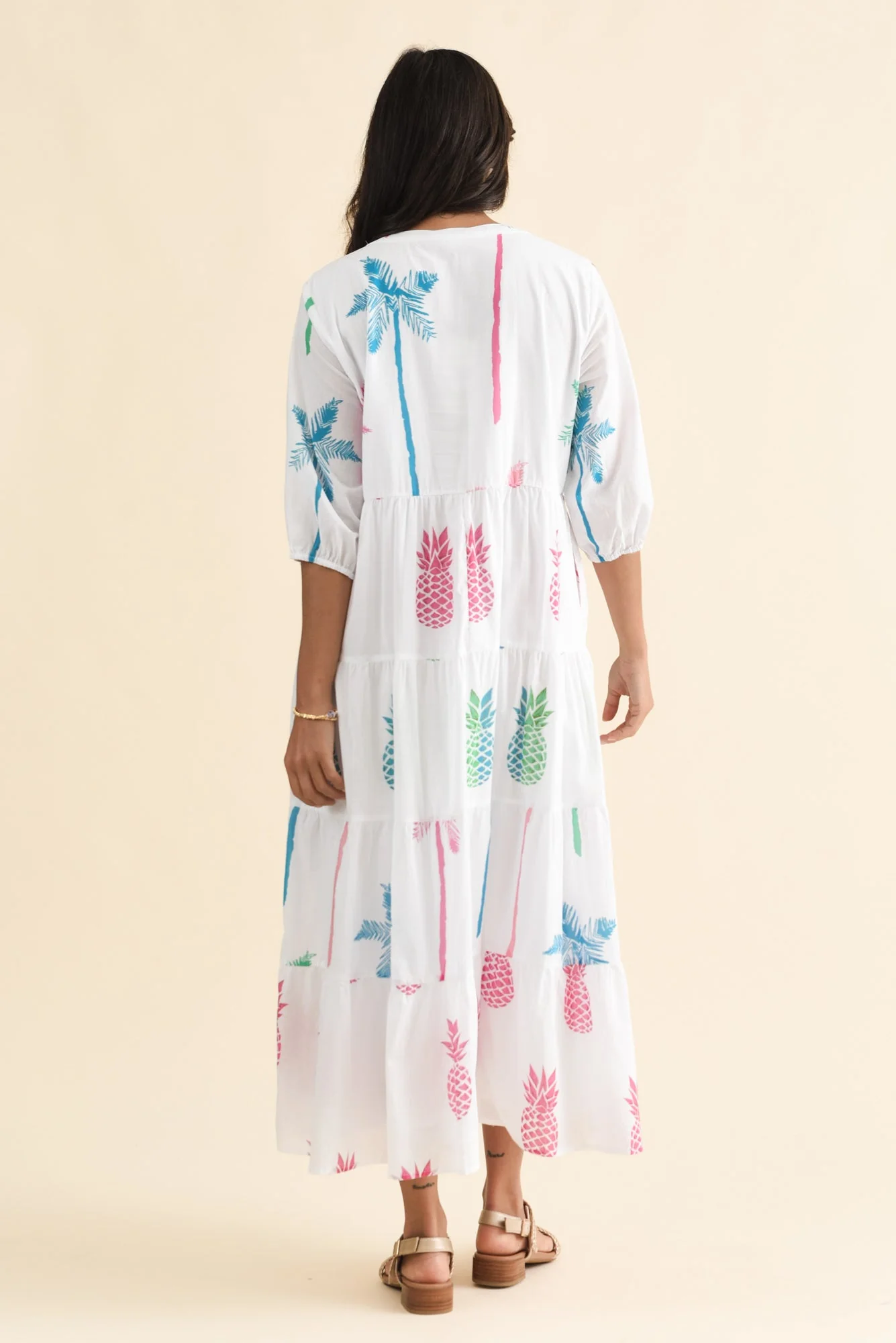 Oren White Tropical Cotton Tier Dress - Image 4