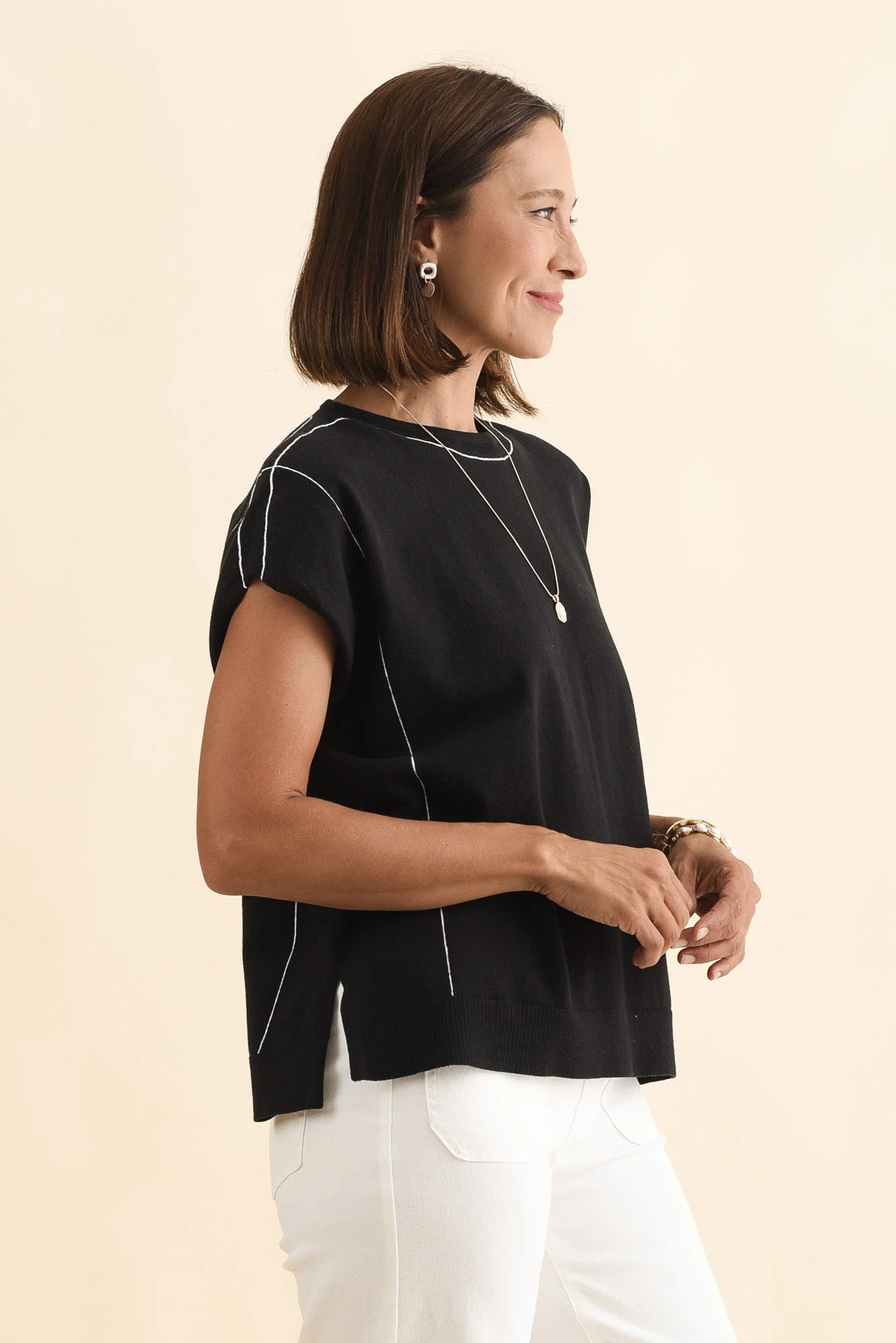 Orla Black Cotton Blend Knit Top - Image 3
