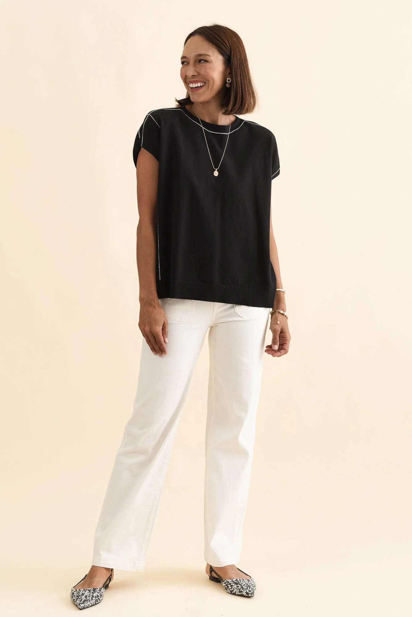 Orla Black Cotton Blend Knit Top - Image 6