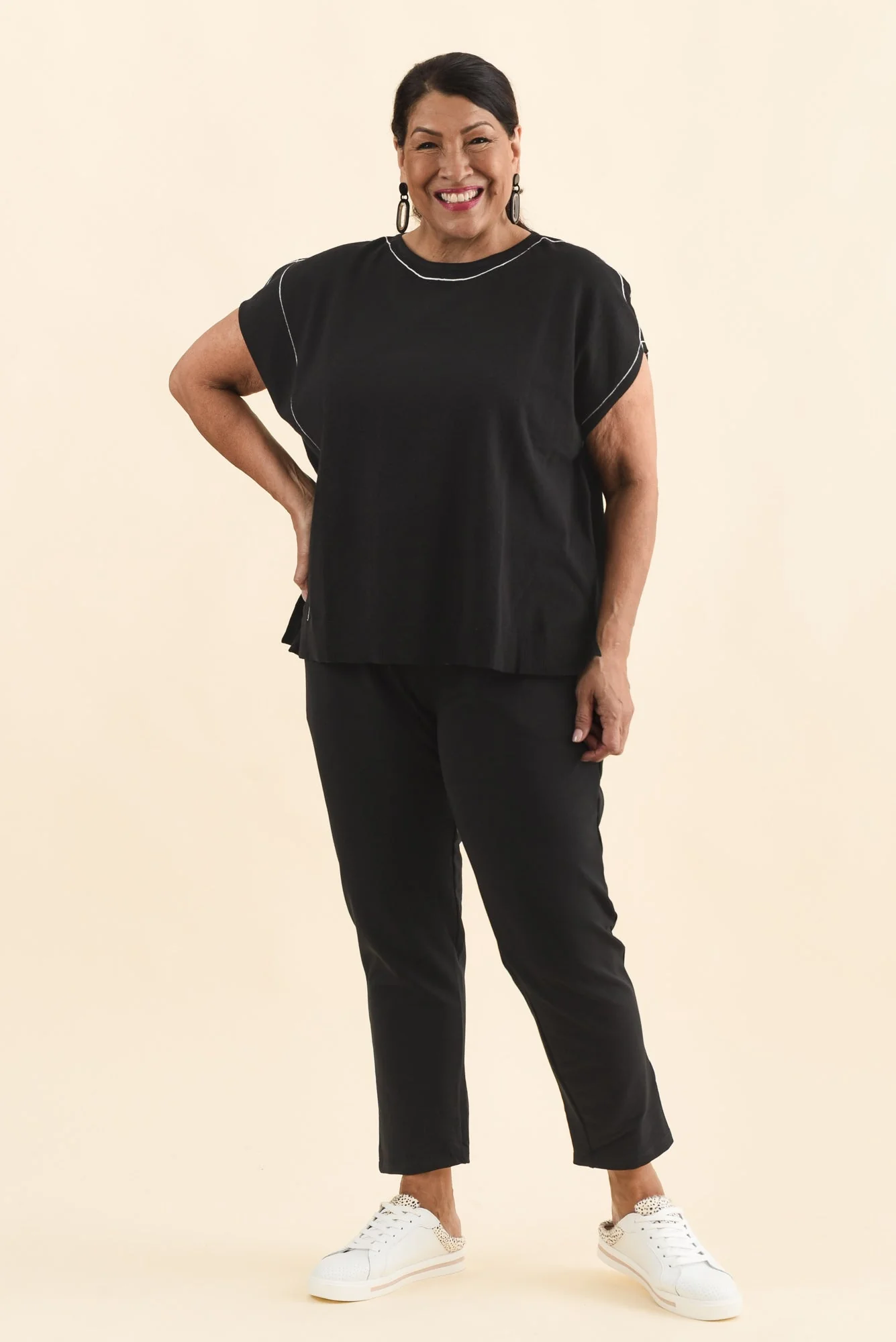 Orla Black Cotton Blend Knit Top - Image 8