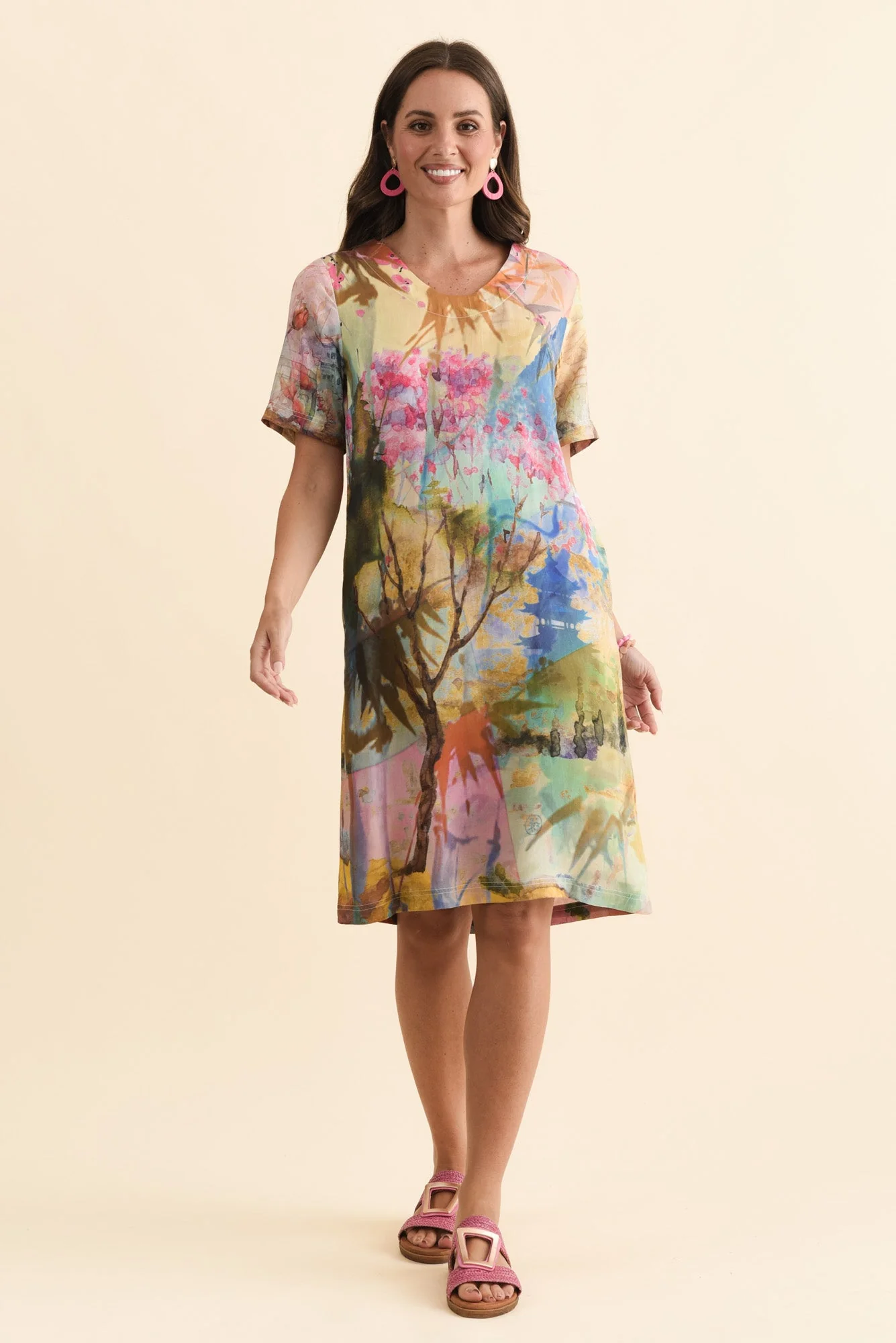 Osaka Pink Blossom Pocket Dress