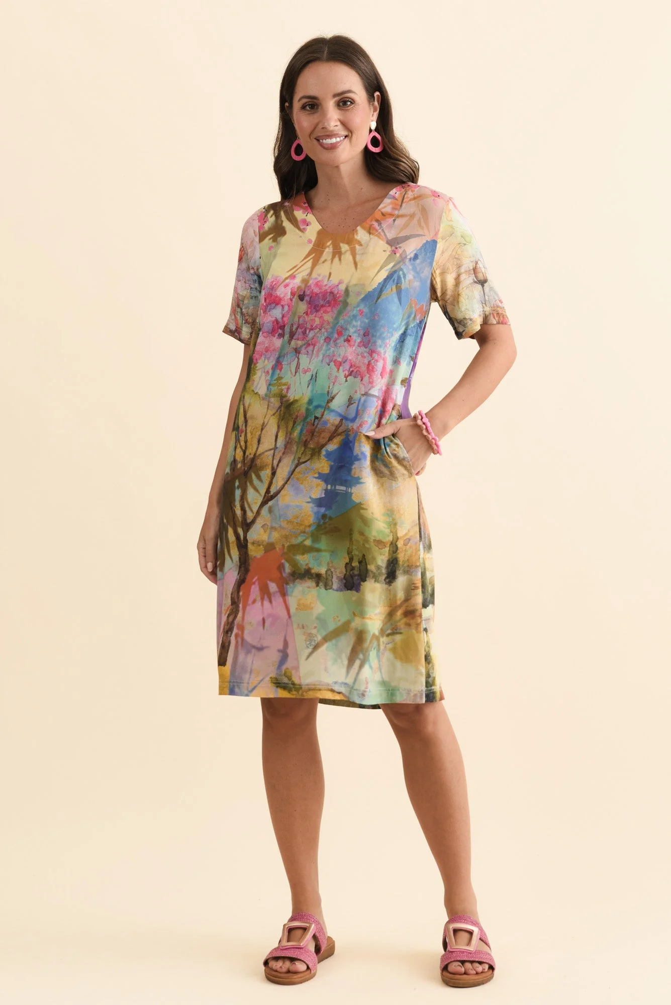 Osaka Pink Blossom Pocket Dress - Image 2