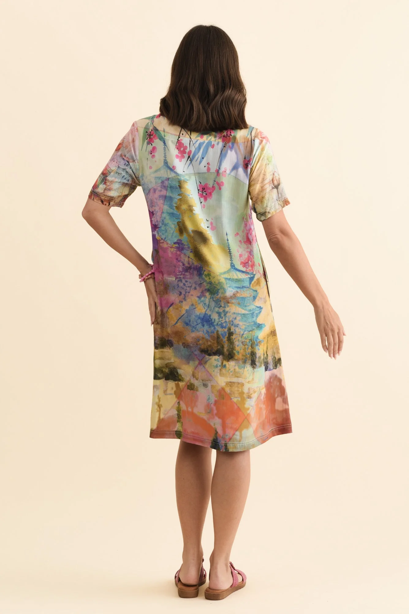 Osaka Pink Blossom Pocket Dress - Image 4