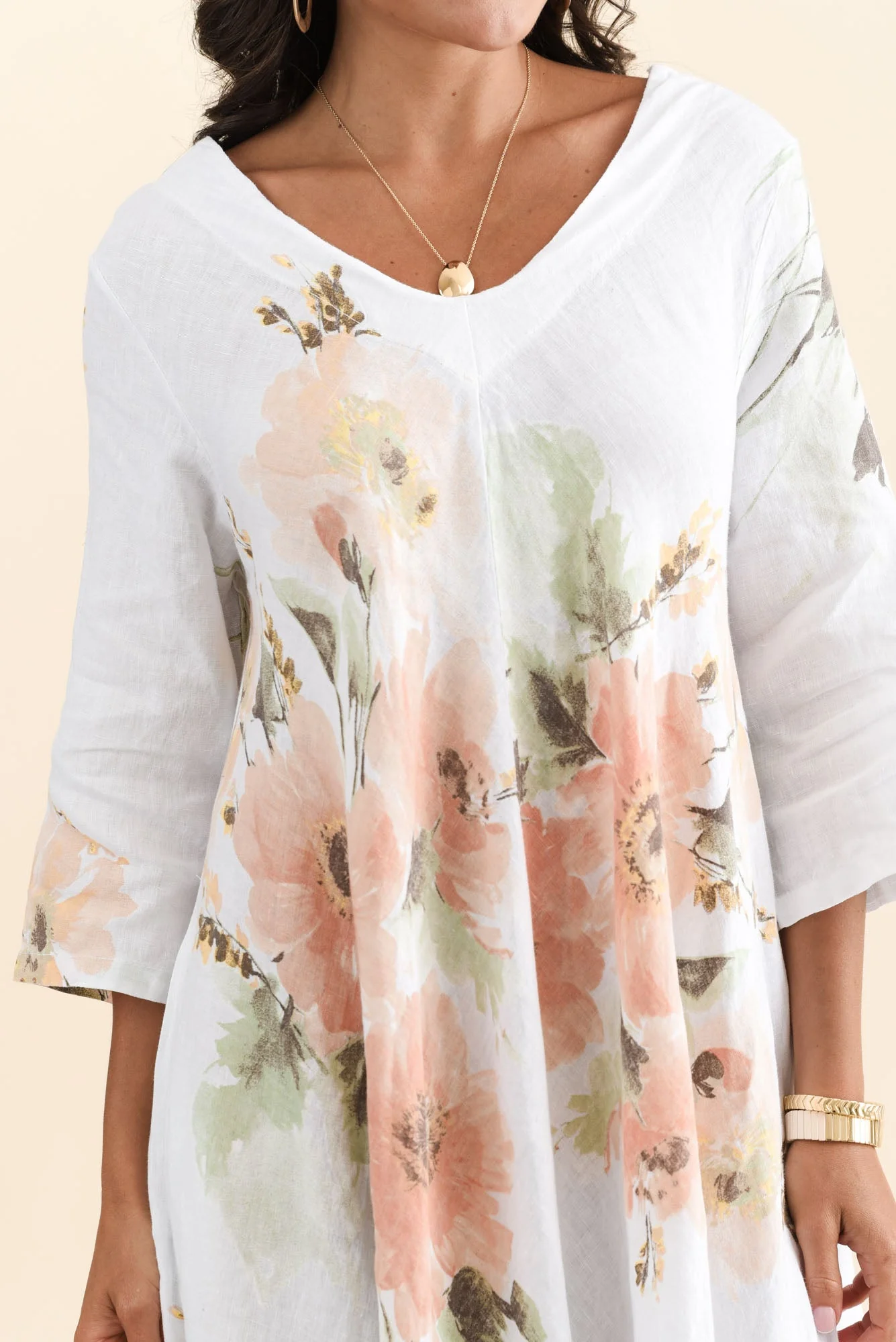 Oscar White Floral Linen Maxi Dress - Image 5