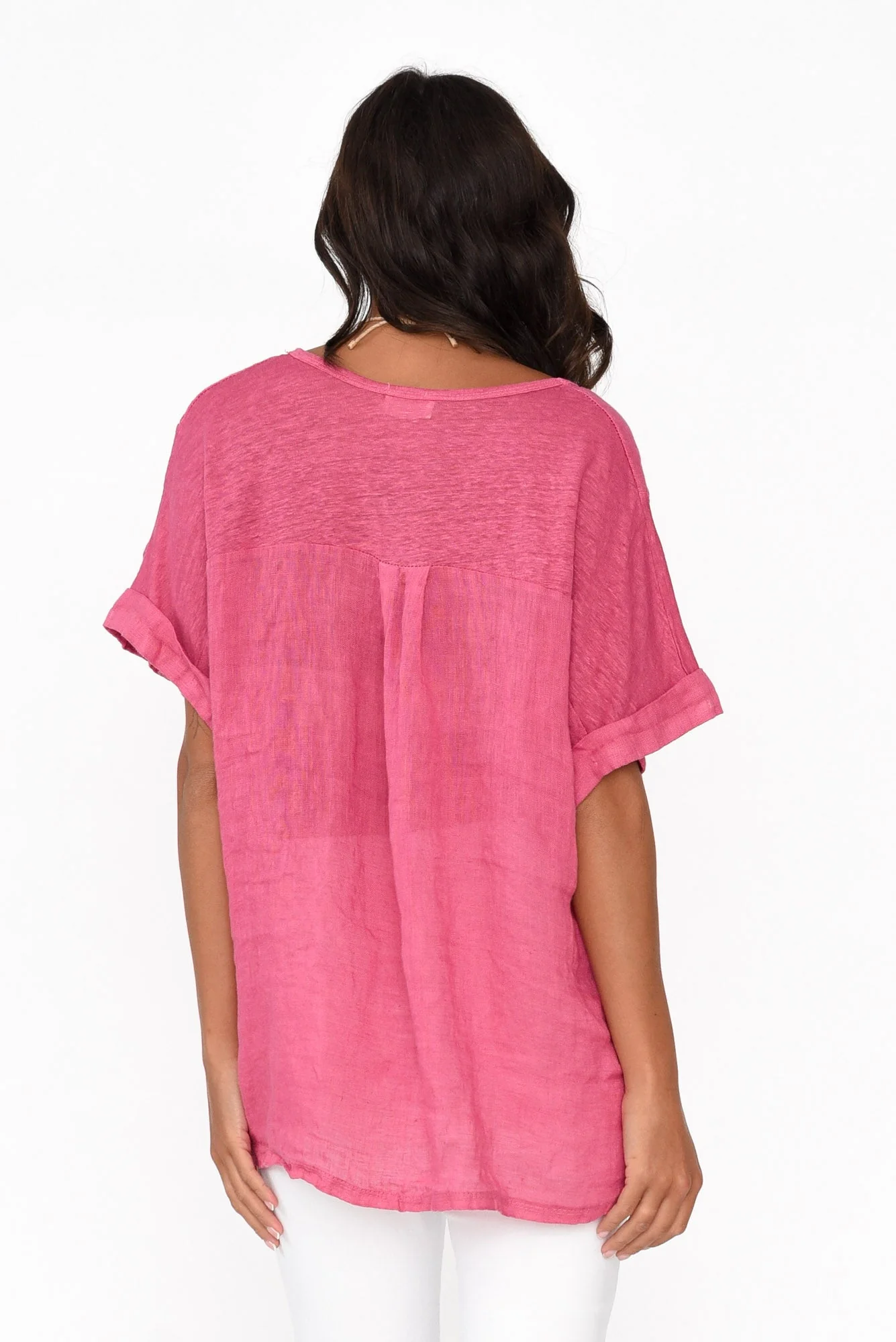 Oversized Anna Pink Linen Tee - Image 4