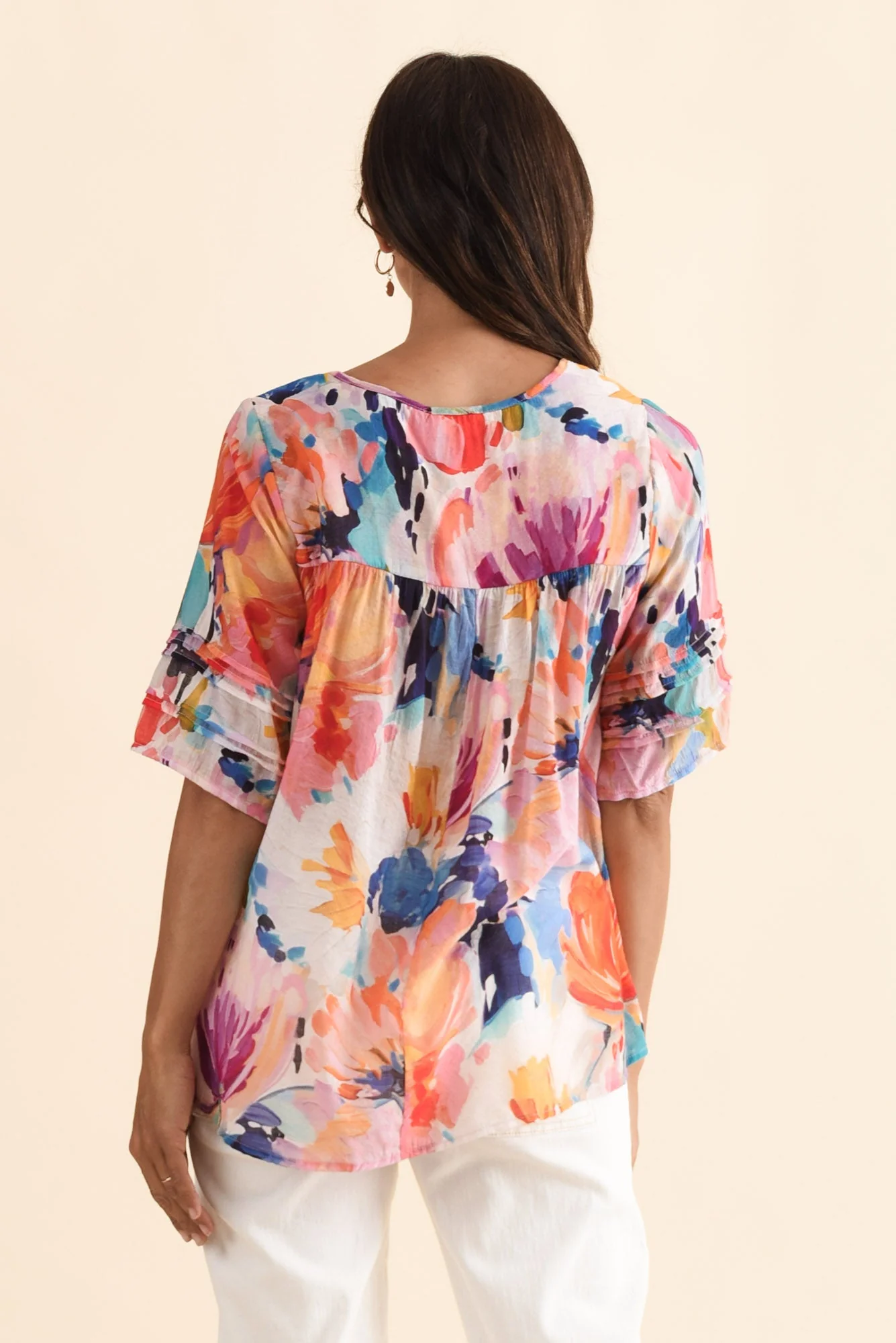 Paden Orange Floral Button Top - Image 4