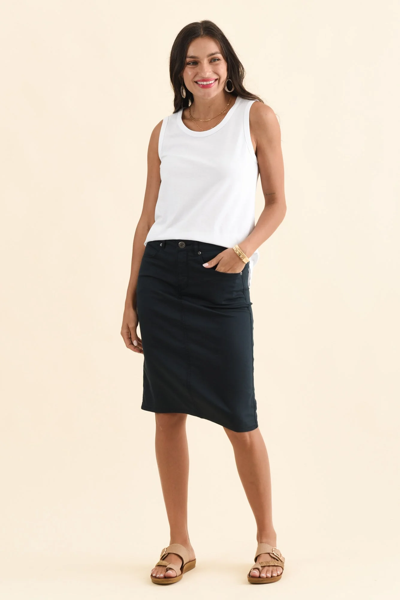 Palin Navy Zip Front Skirt - Image 3