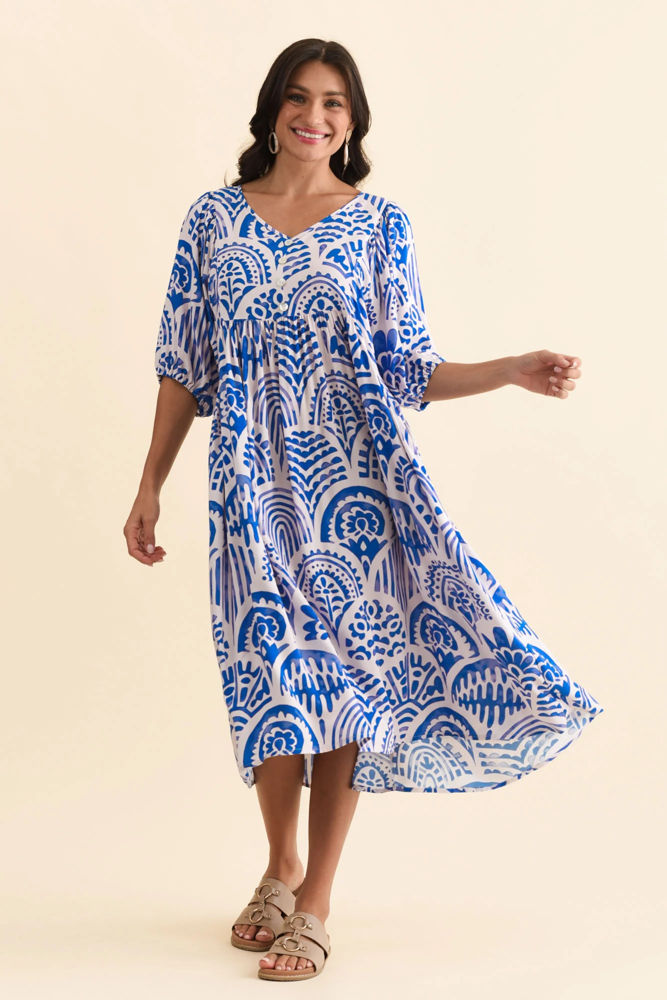 Pansy Blue Abstract Pocket Dress - Image 2