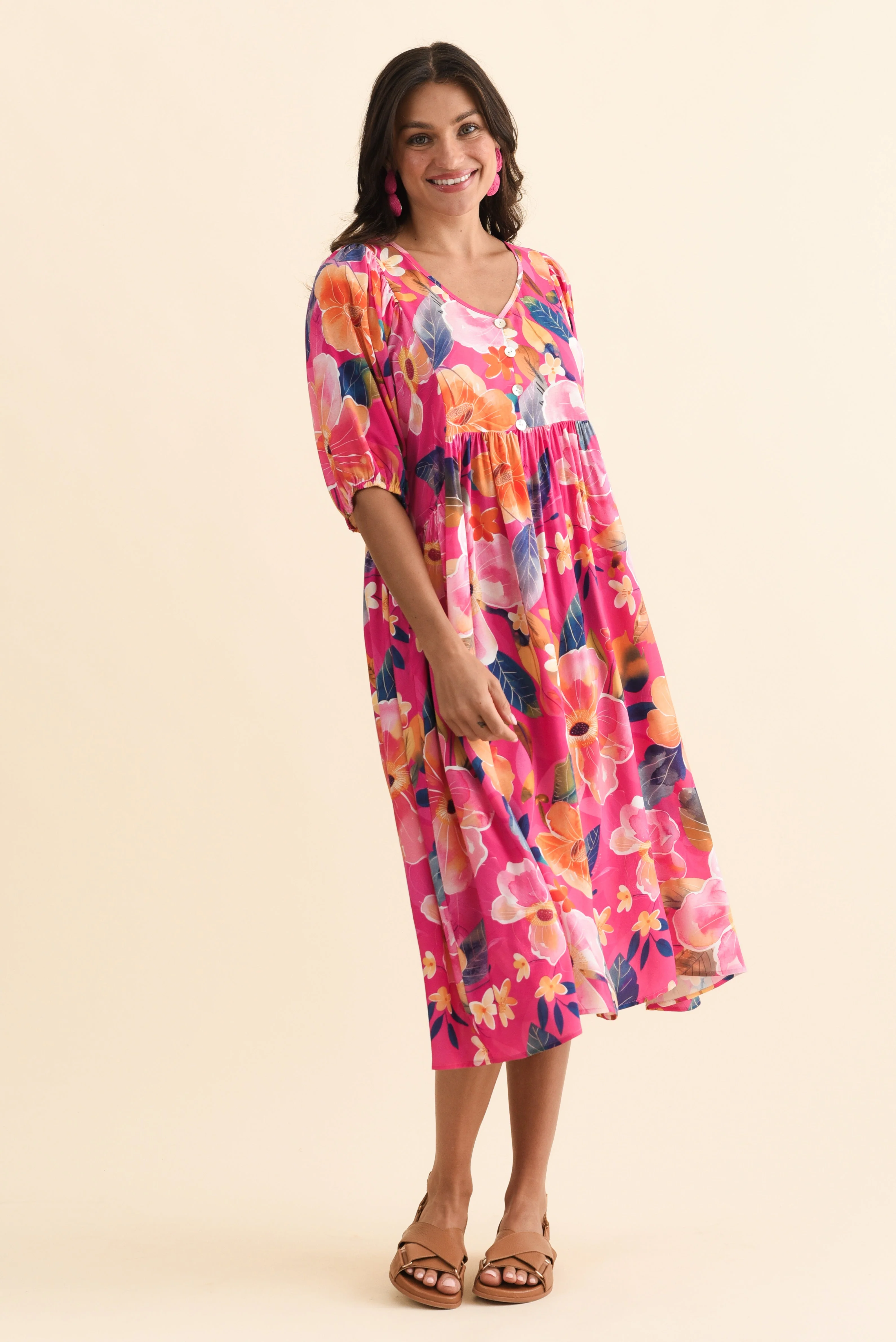 Pansy Pink Floral Pocket Dress - Image 3
