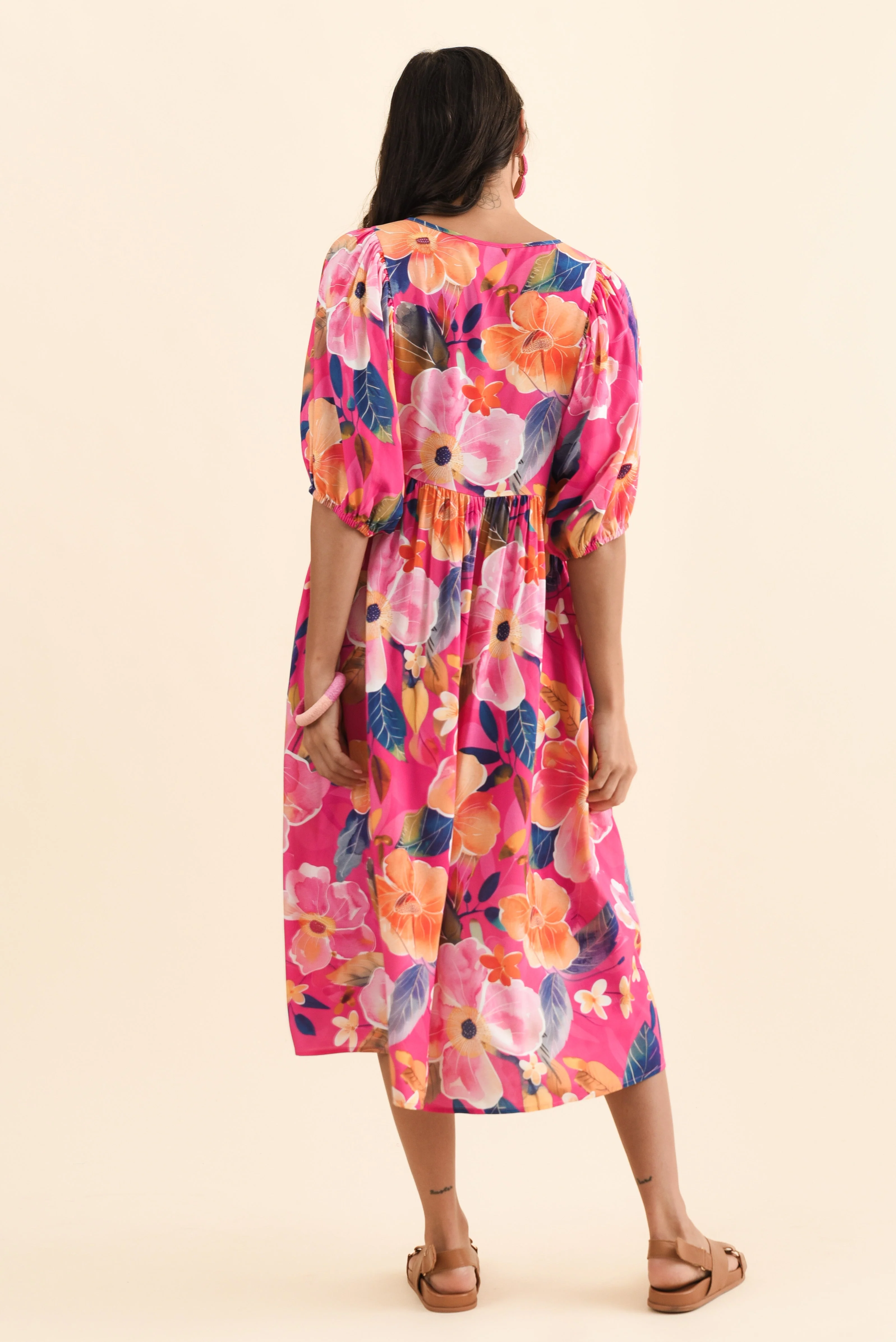 Pansy Pink Floral Pocket Dress - Image 5