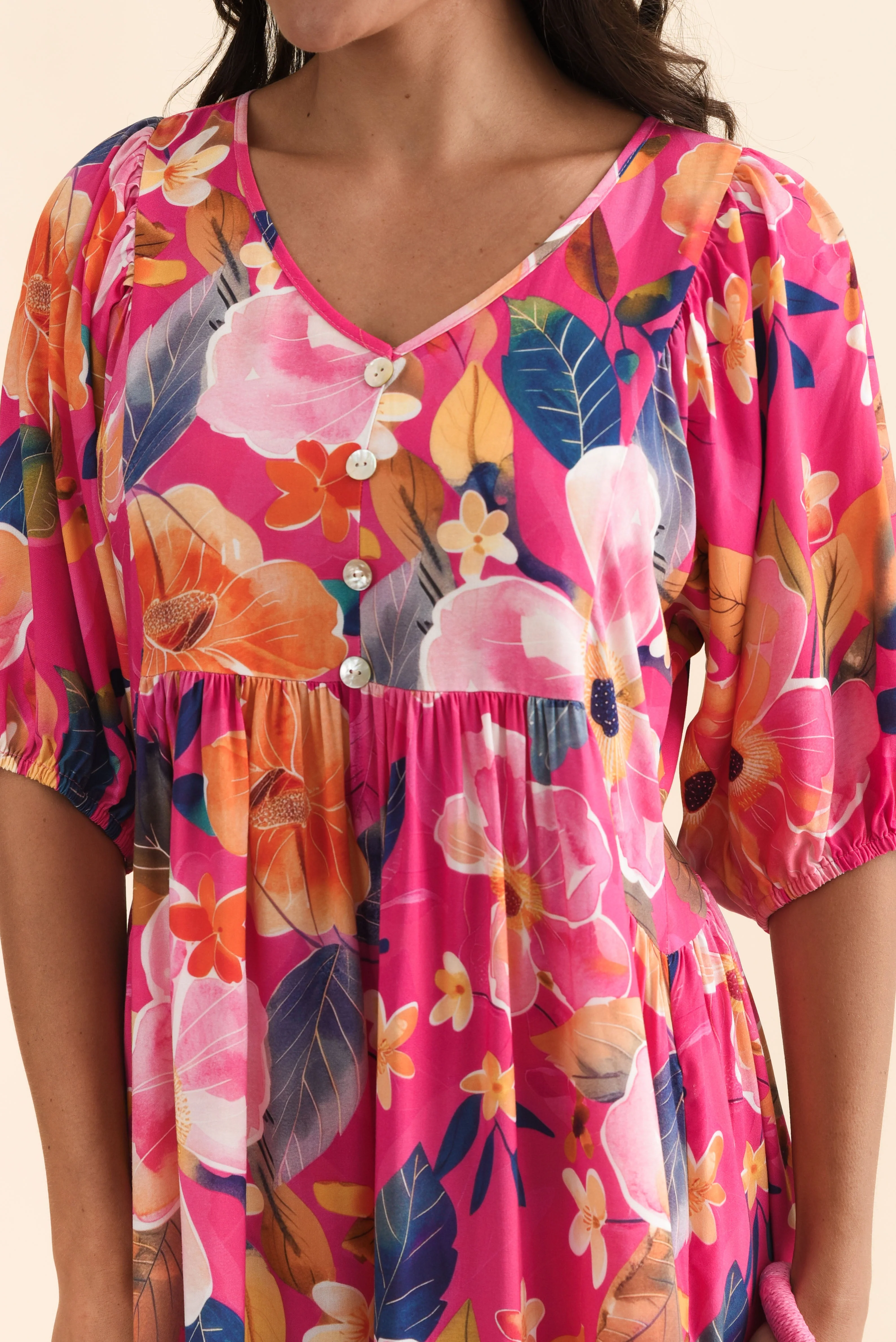 Pansy Pink Floral Pocket Dress - Image 6