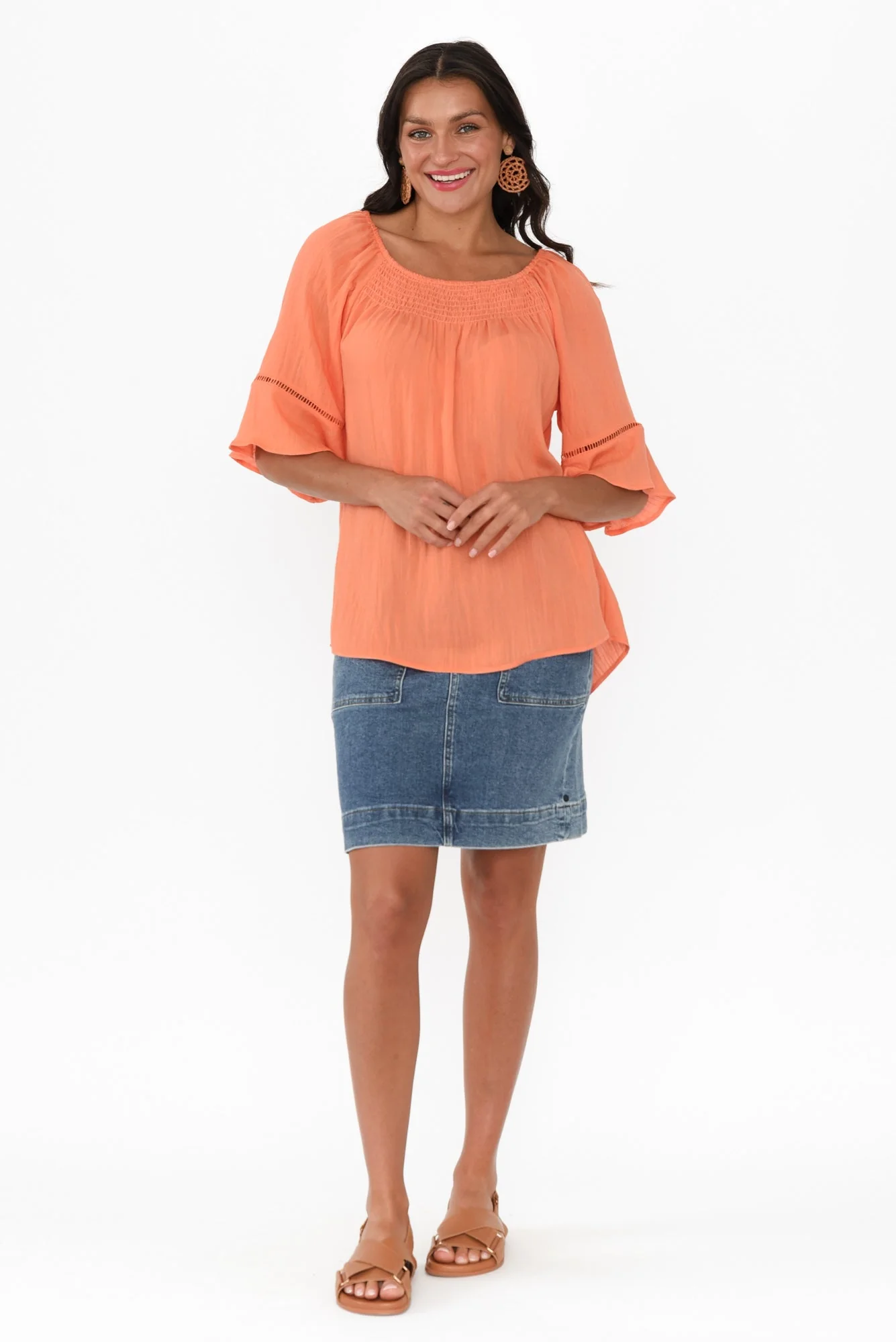 Patina Orange Shirred Top - Image 3