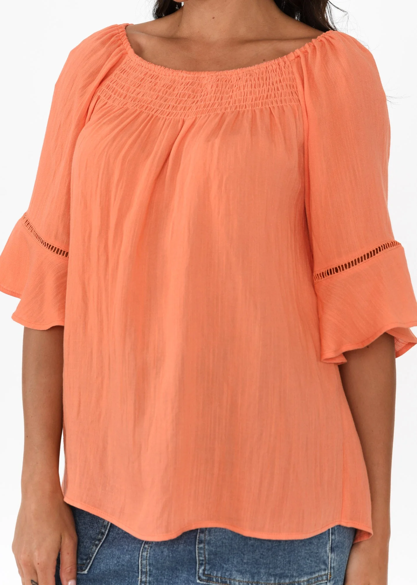 Patina Orange Shirred Top - Image 6