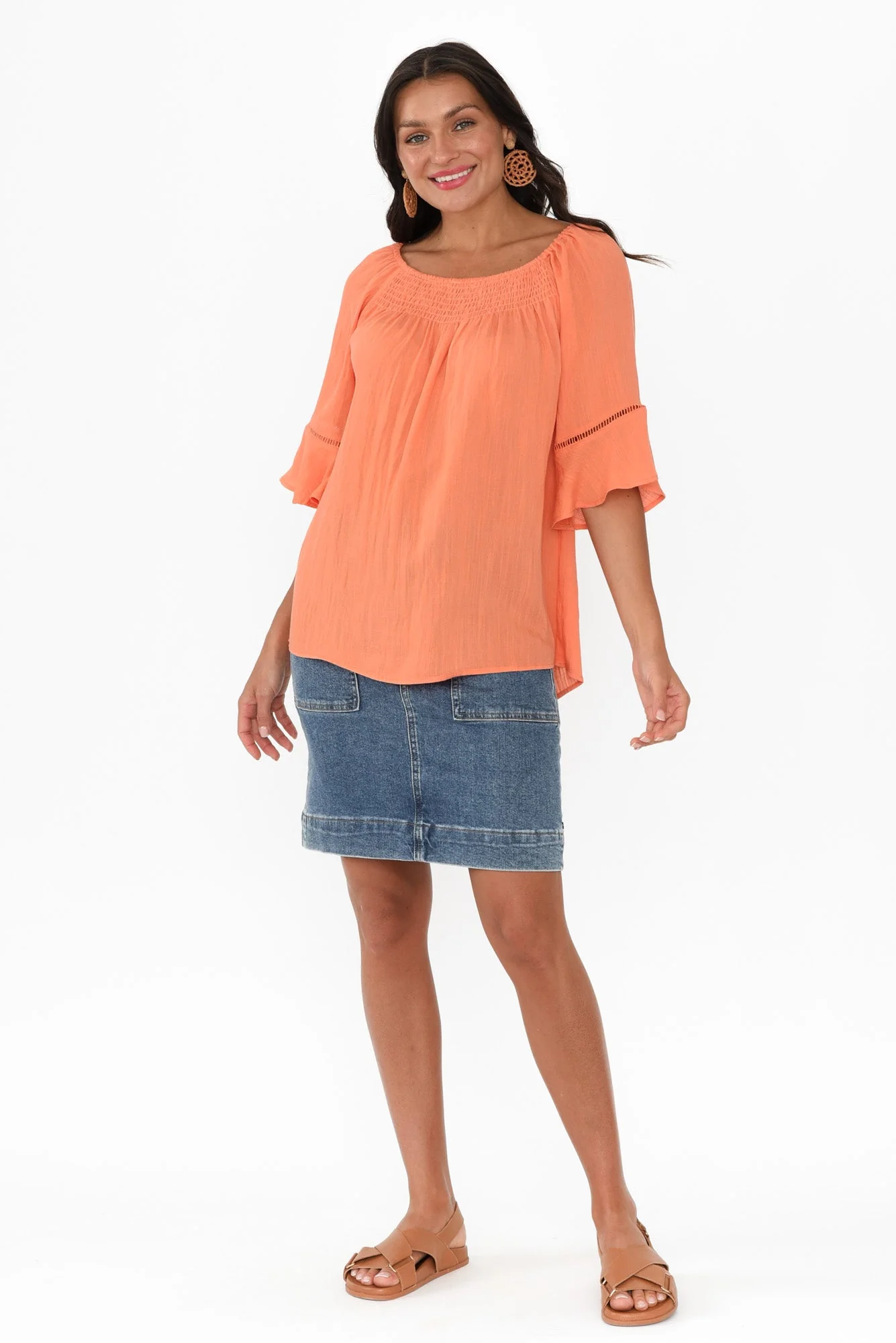 Patina Orange Shirred Top - Image 7