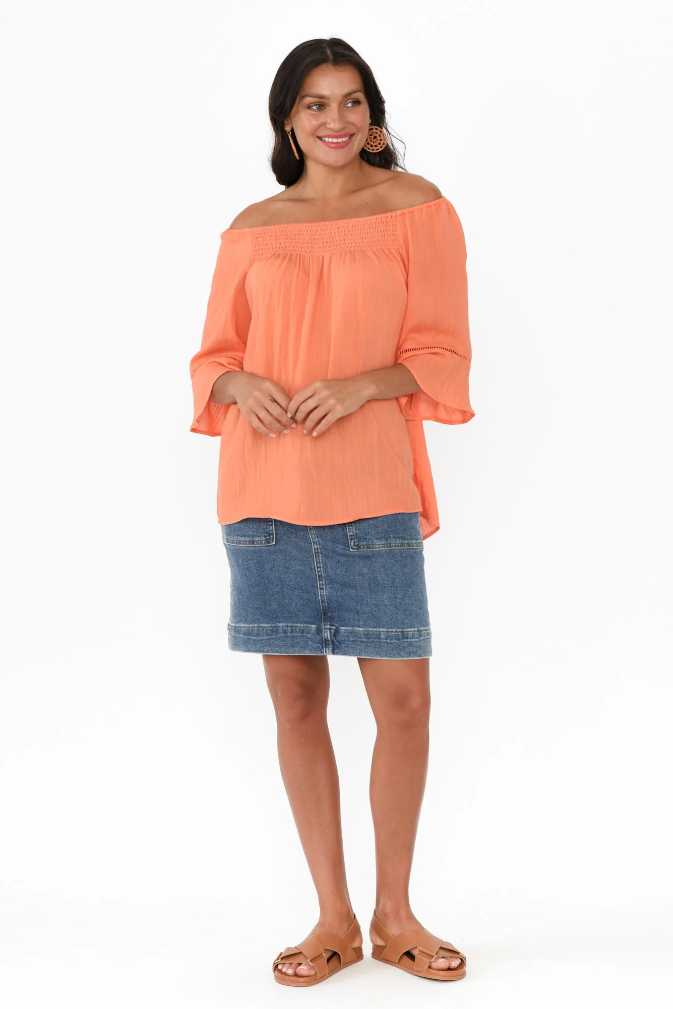 Patina Orange Shirred Top - Image 8