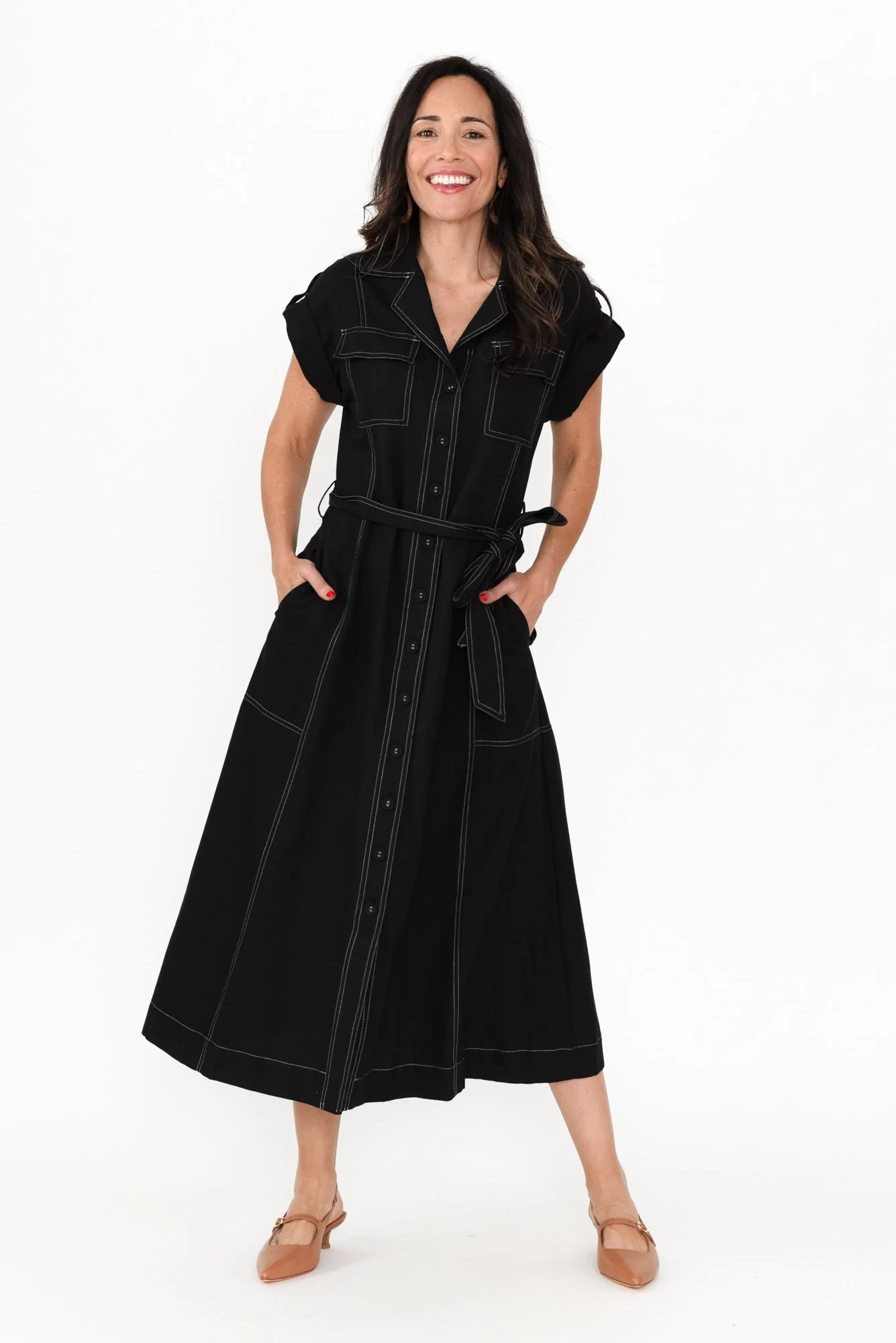 Patricia Black Cotton Blend Tie Dress - Image 7