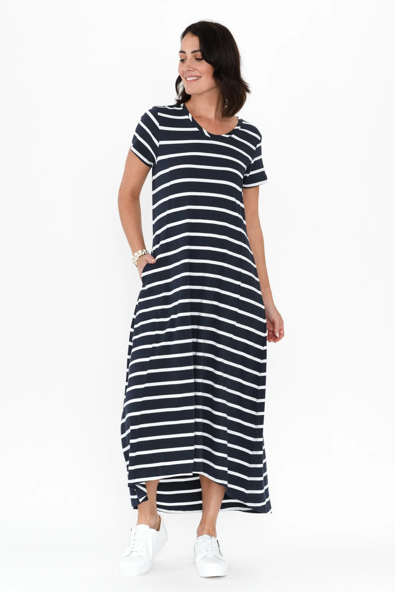 Patrick Indigo Stripe Cotton Pocket Dress - Image 6