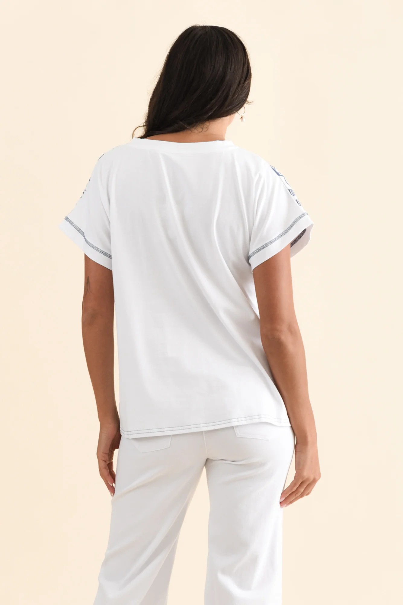 Perrie Blue Tile V Neck Top - Image 4