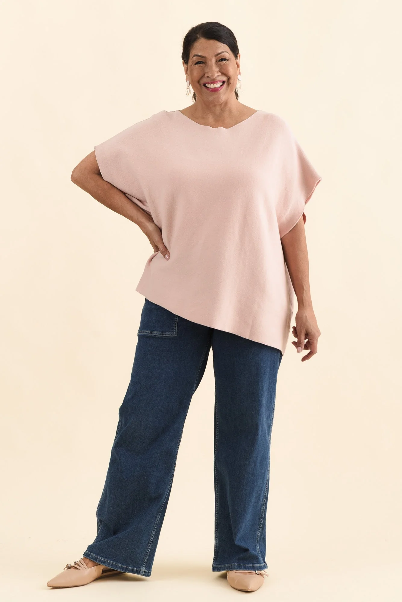 Petra Blush Cotton Blend Knit Top - Image 9