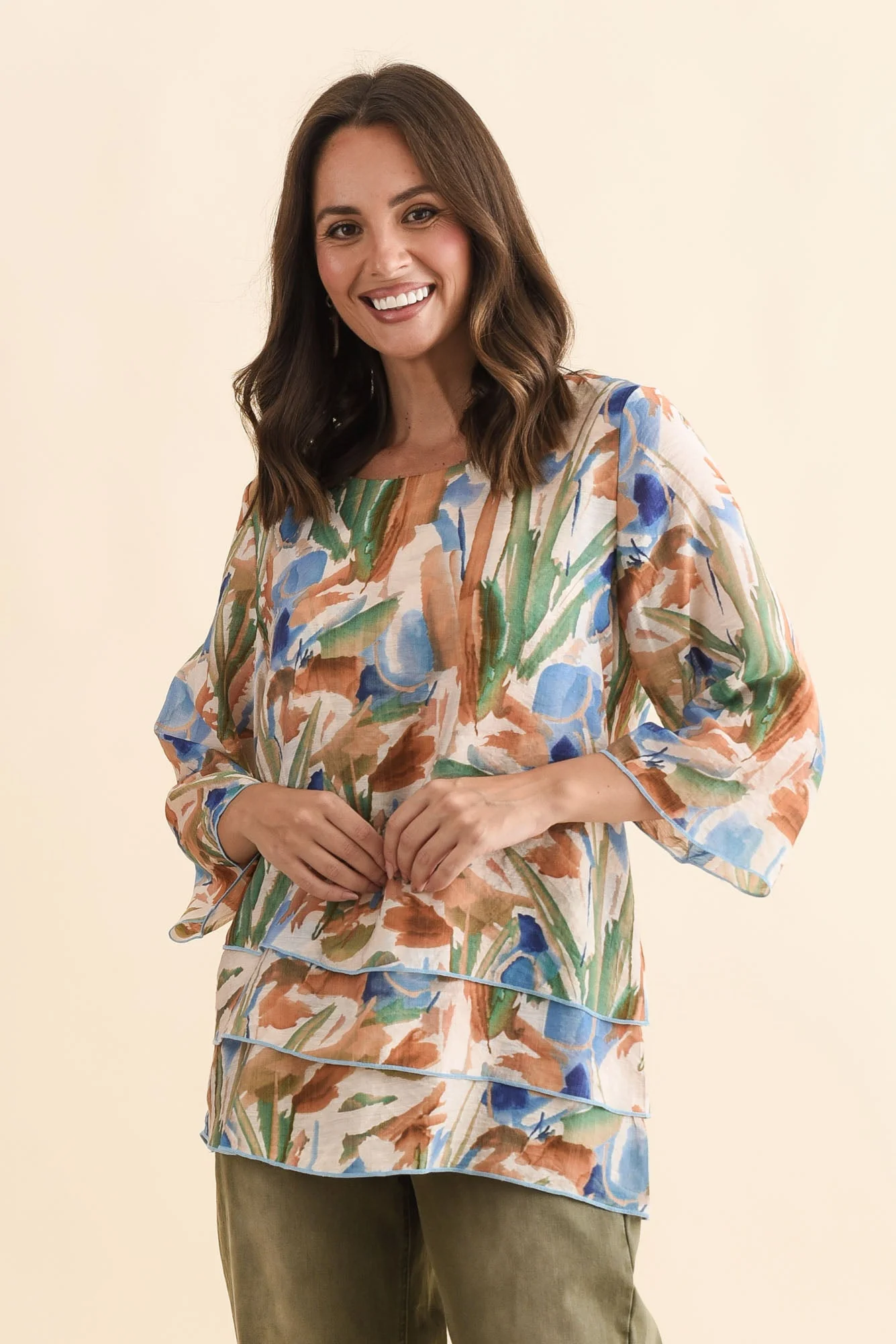 Phil Blue Watercolour Layered Top