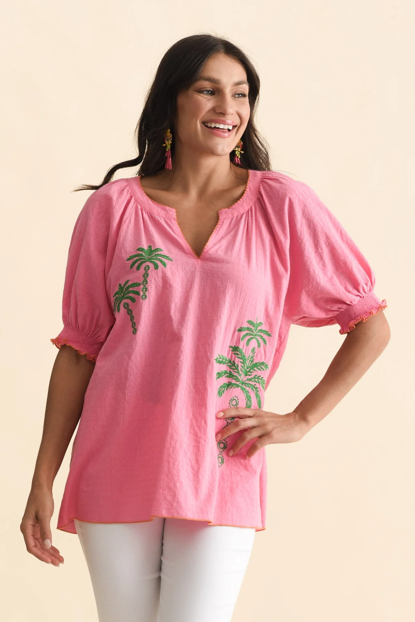 Pina Pink Tropical Cotton Top - Image 2