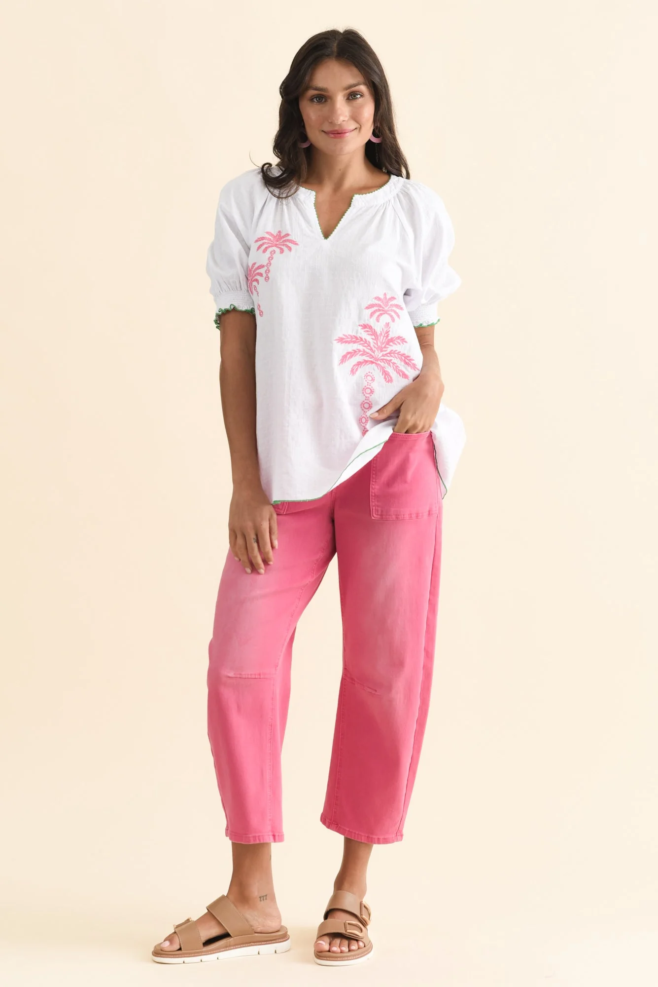 Pina White Tropical Cotton Top - Image 2