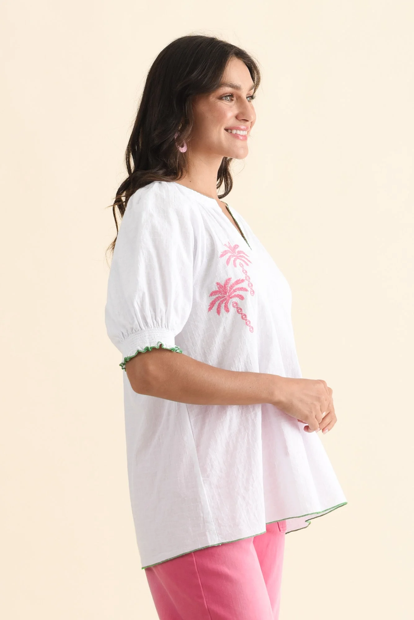 Pina White Tropical Cotton Top - Image 3