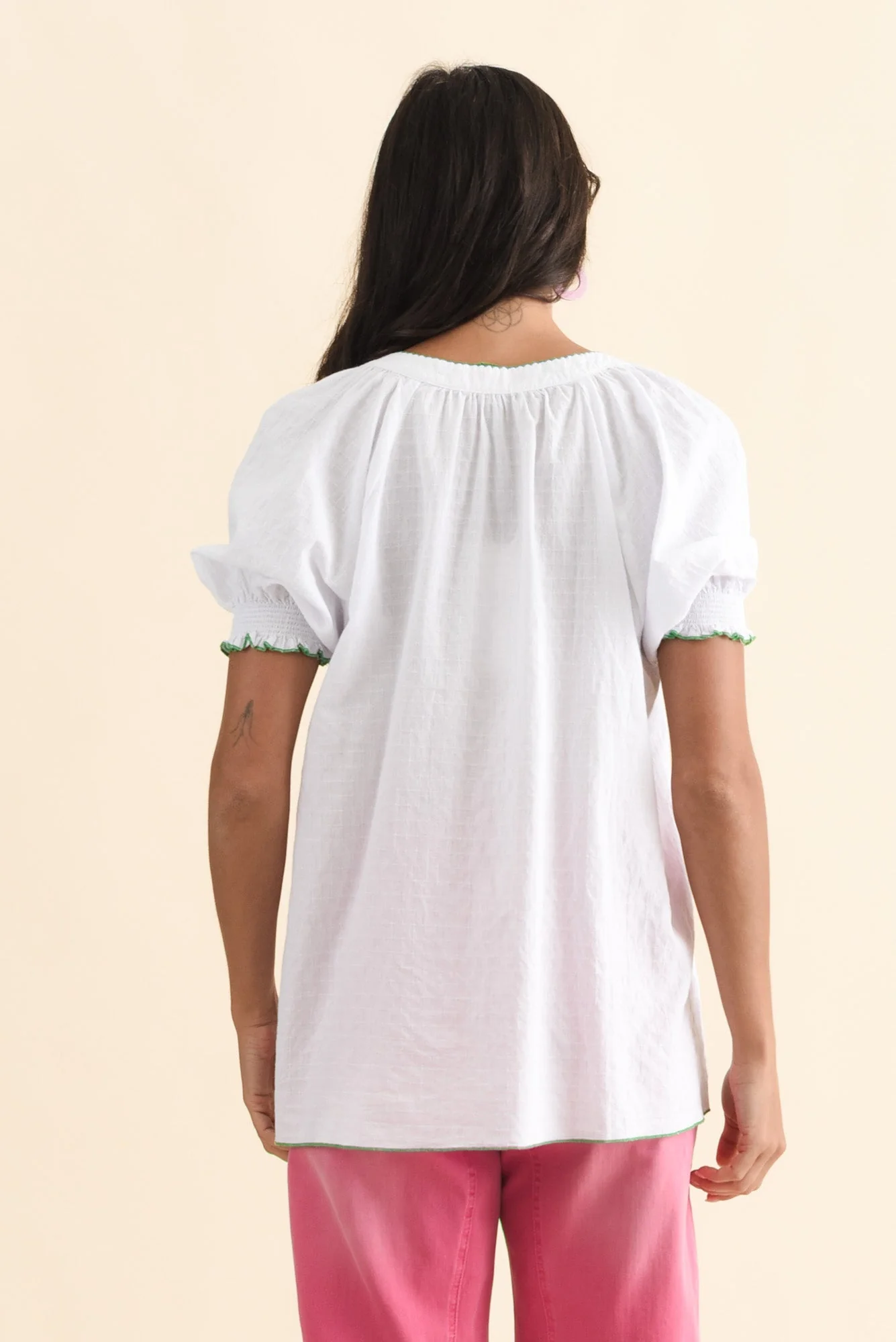 Pina White Tropical Cotton Top - Image 4