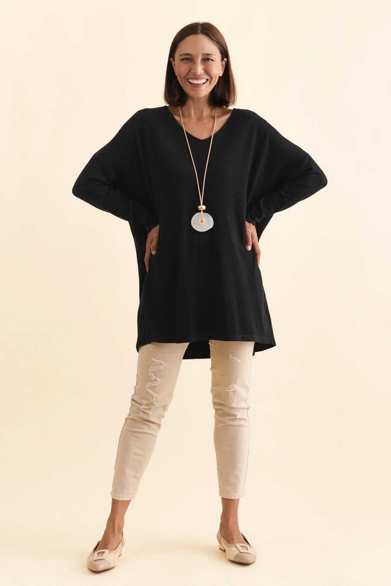 Piper Black V Neck Knit Jumper - Image 3
