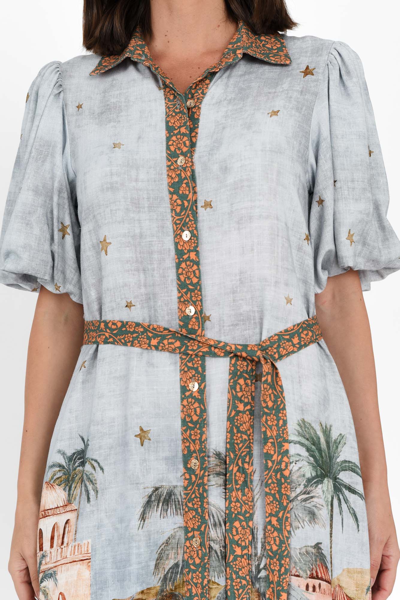 Piper Blue Palm Shirt Dress - Image 5