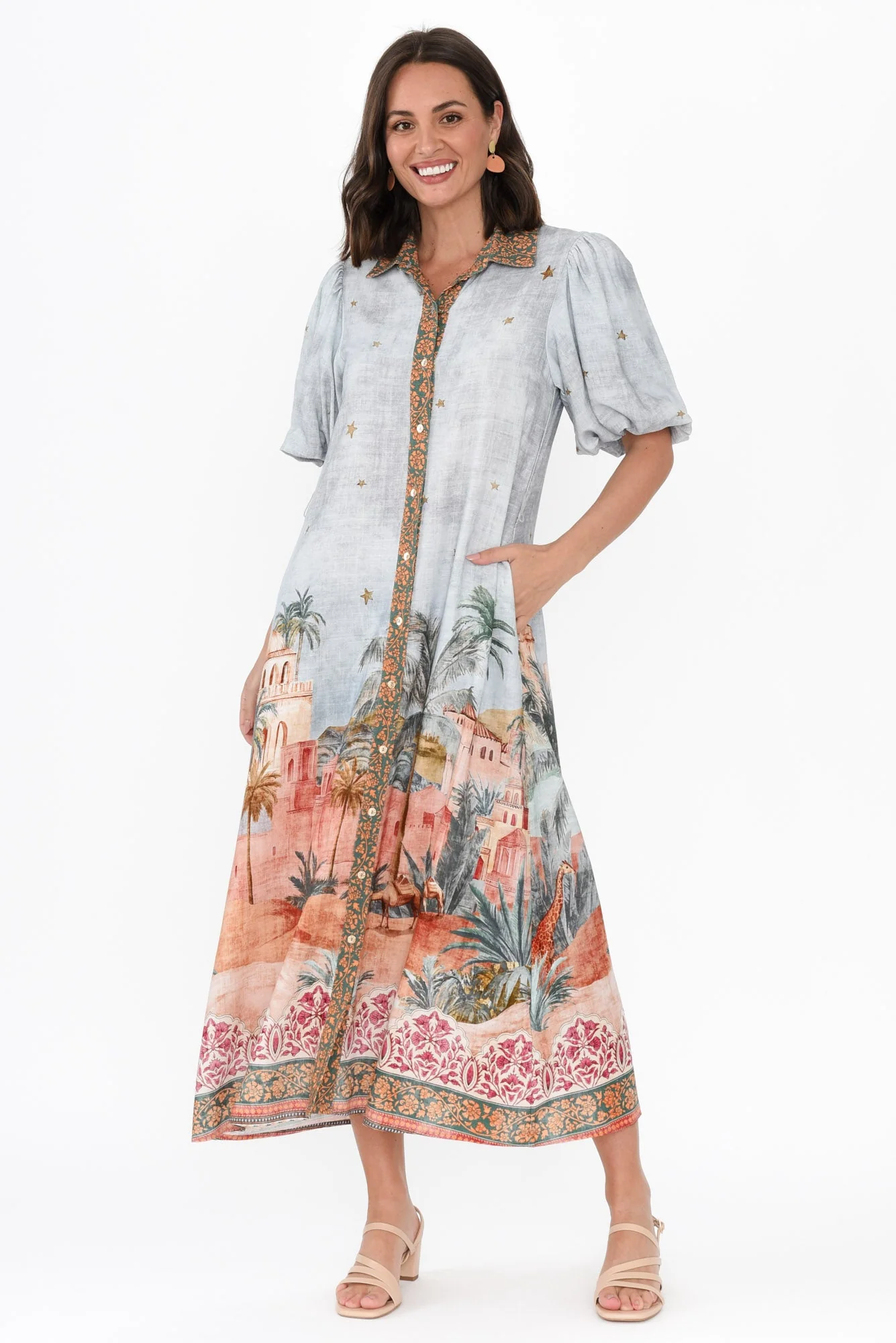 Piper Blue Palm Shirt Dress - Image 6