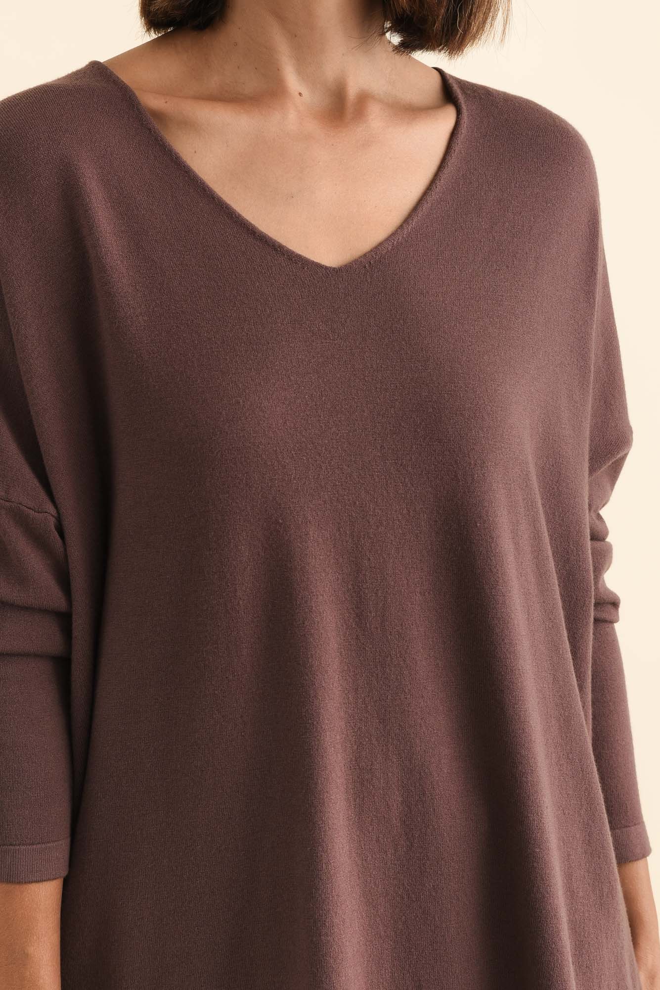 Piper Brown V Neck Knit Jumper - Image 5