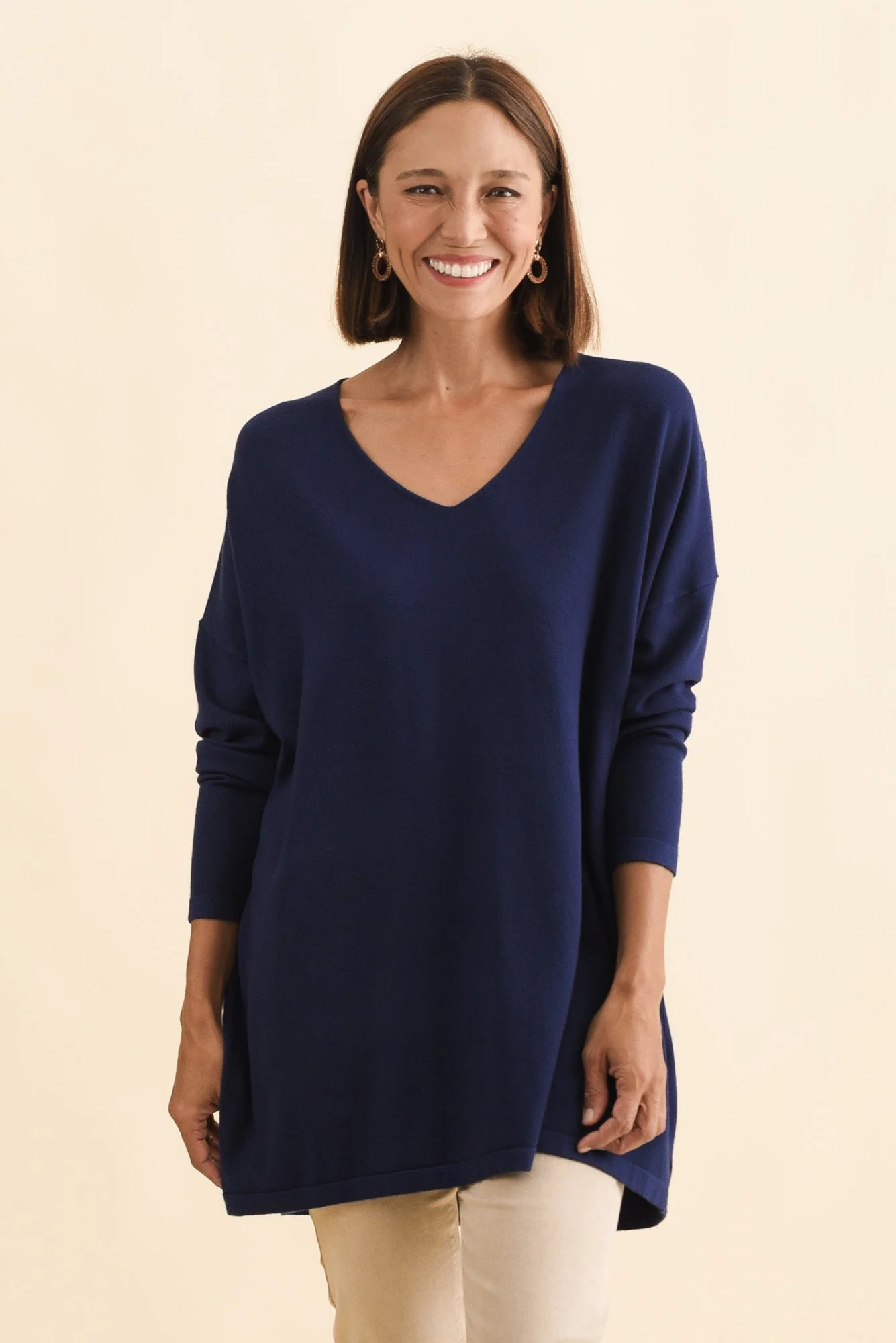 Piper Navy V Neck Knit Jumper