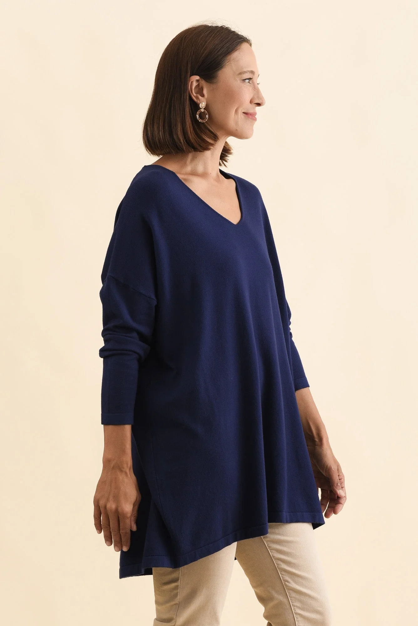 Piper Navy V Neck Knit Jumper - Image 3