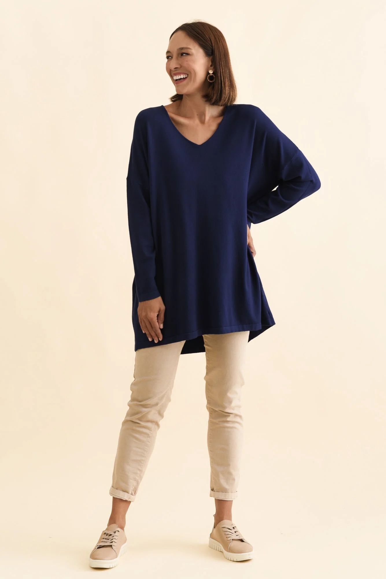 Piper Navy V Neck Knit Jumper - Image 6