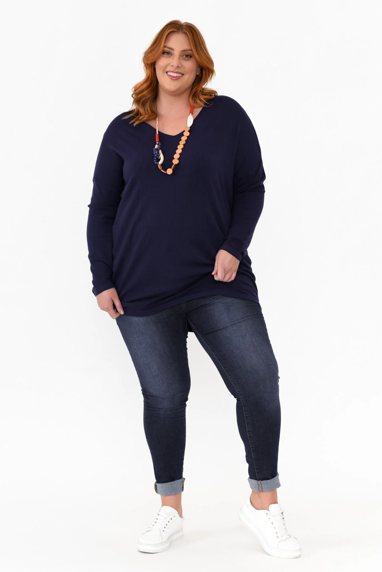 Piper Navy V Neck Knit Jumper - Image 8