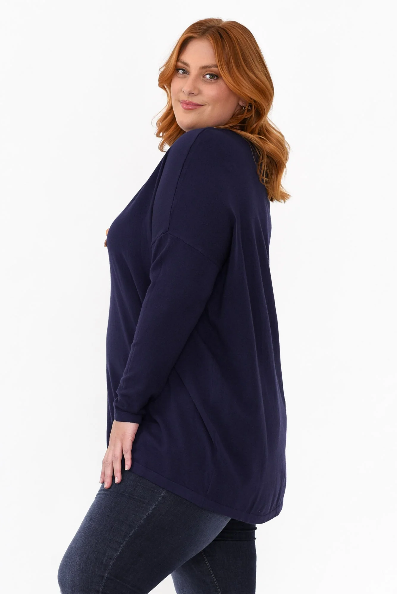 Piper Navy V Neck Knit Jumper - Image 9