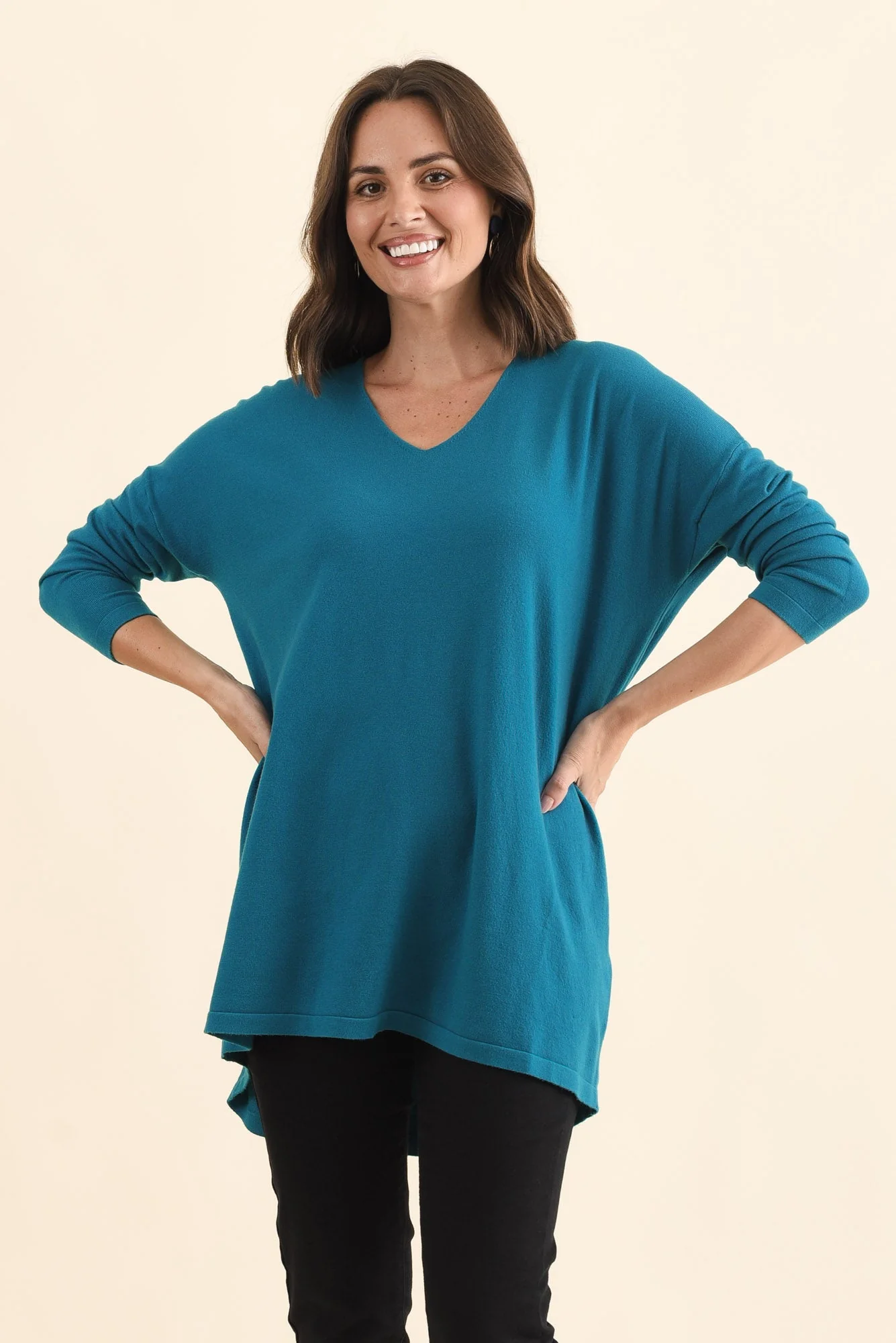 Piper Teal V Neck Knit Jumper