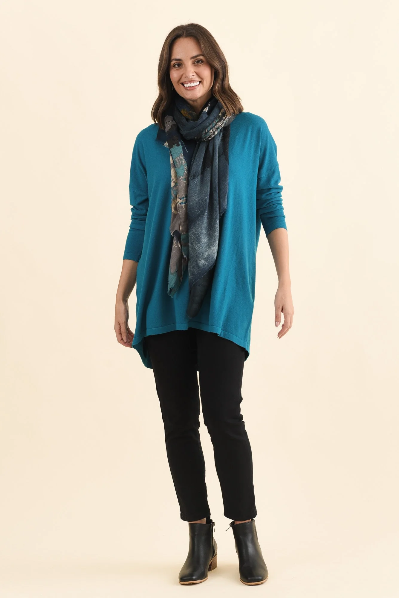 Piper Teal V Neck Knit Jumper - Image 2