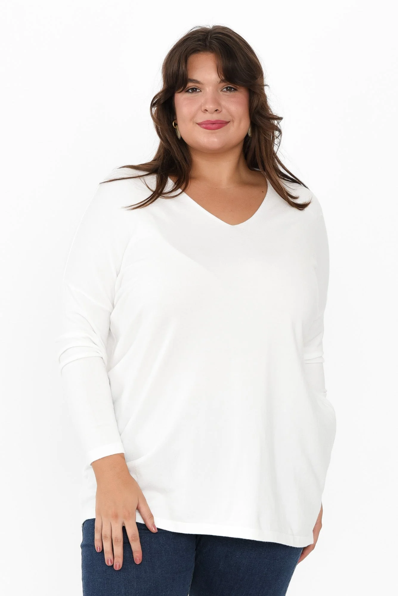Piper White V Neck Knit Jumper - Image 12