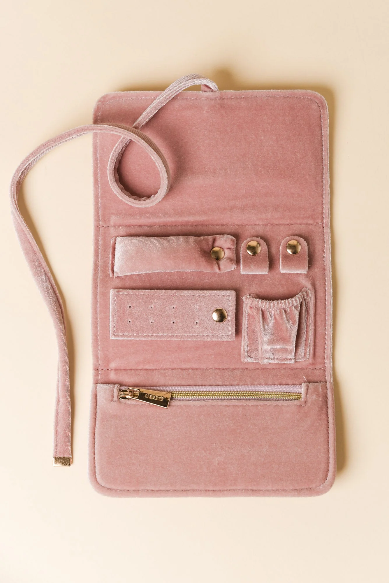 Pisa Pink Velvet Jewellery Wallet - Image 2