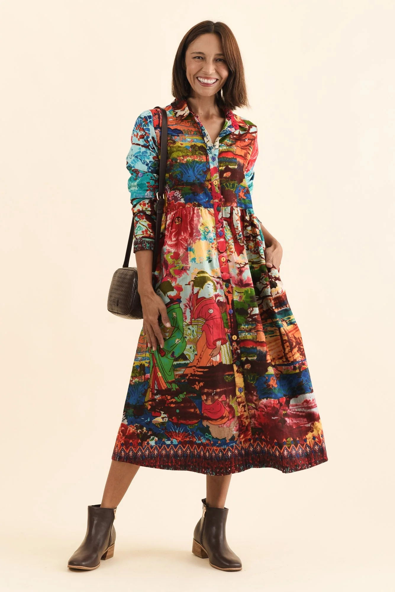 Platt Red Garden Pocket Shirt Dress