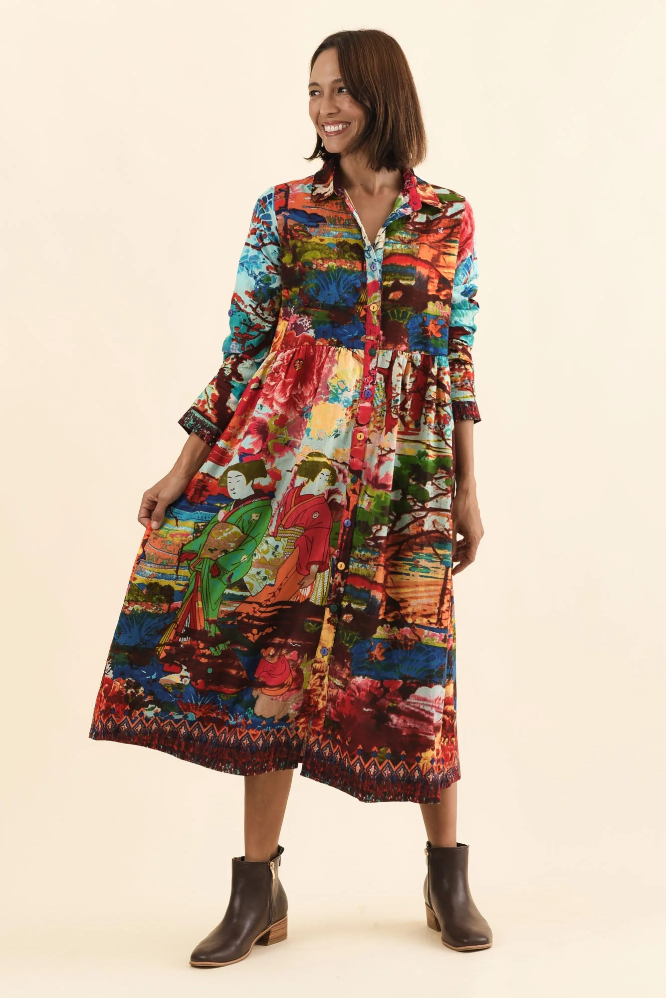 Platt Red Garden Pocket Shirt Dress - Image 6