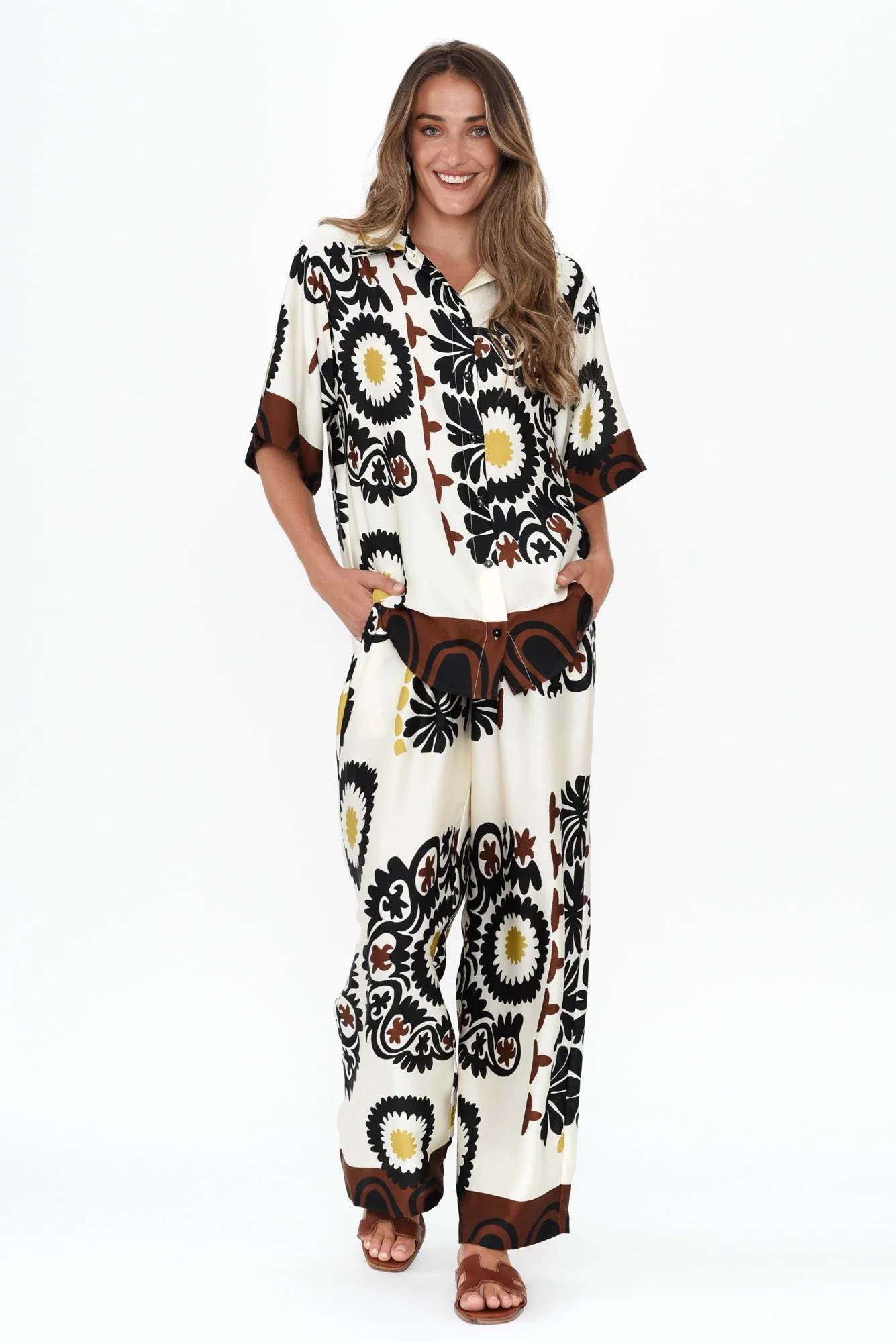 Playa Cream Abstract Collared Shirt - Image 7