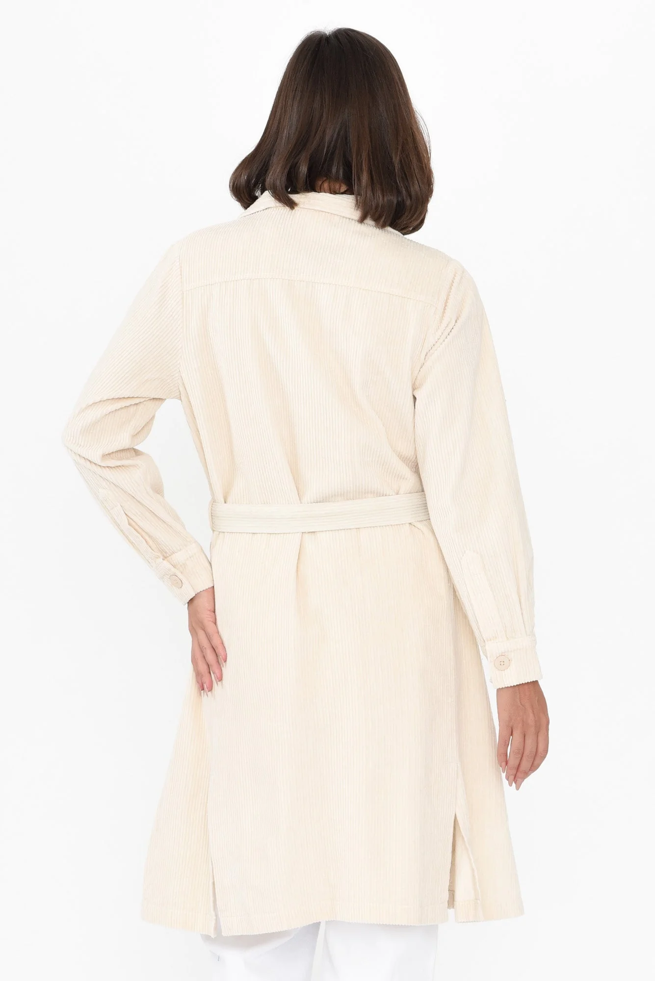 Pollux Cream Cotton Corduroy Coat - Image 6