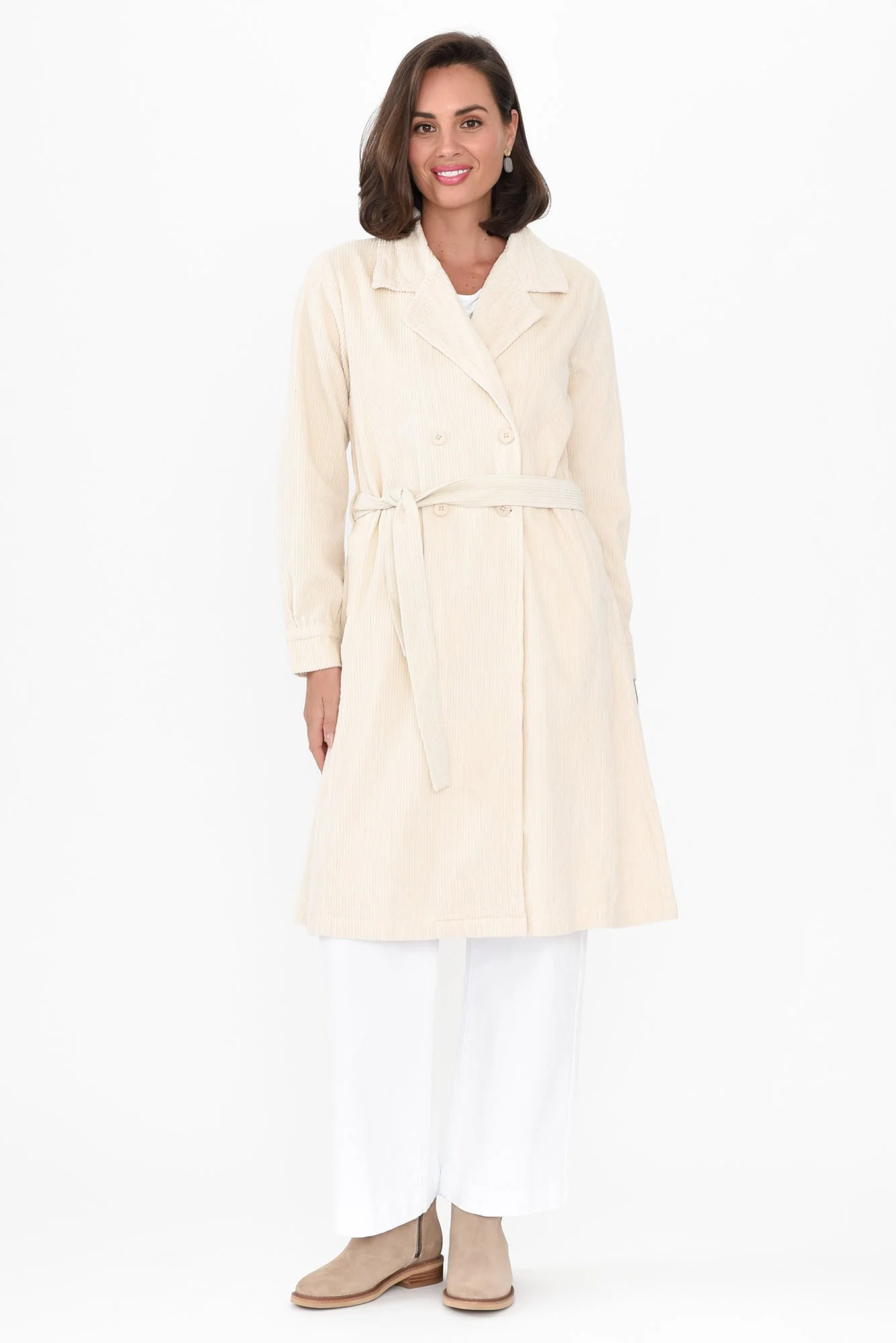 Pollux Cream Cotton Corduroy Coat - Image 8