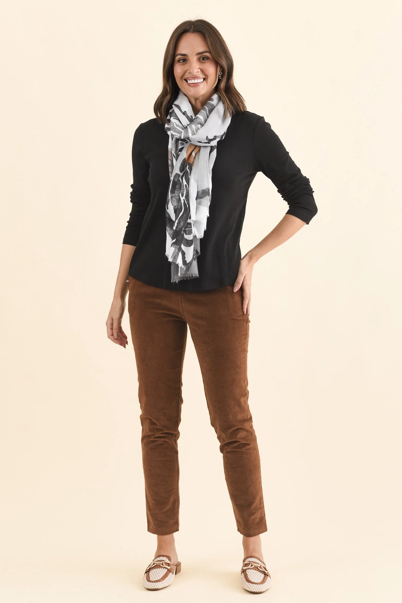 Porter Black Cotton Long Sleeve Top - Image 2