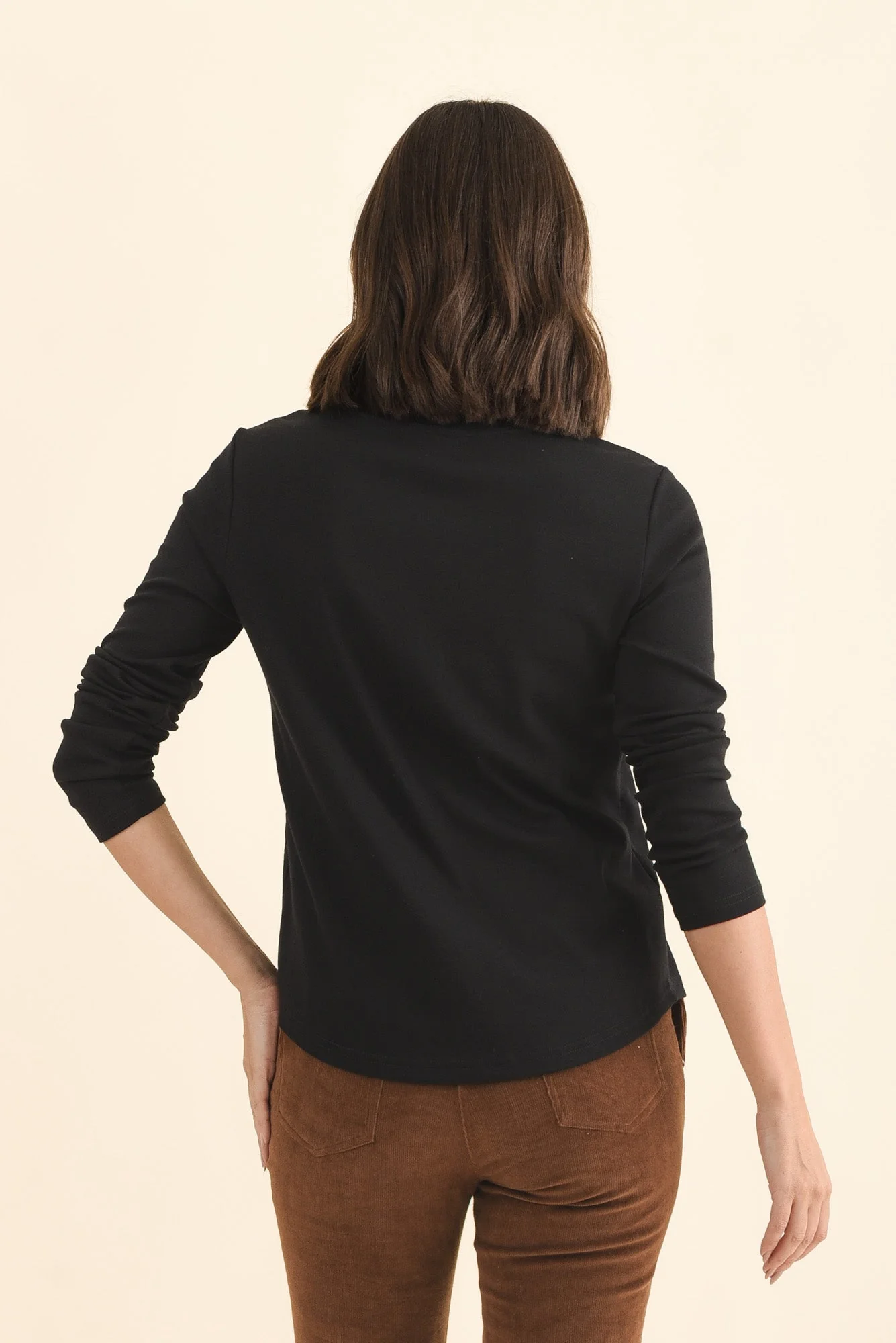 Porter Black Cotton Long Sleeve Top - Image 4