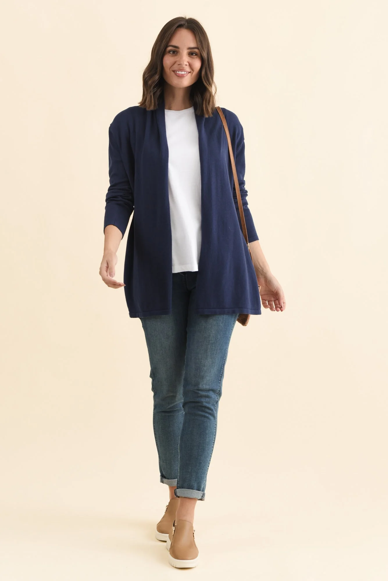 Primrose Navy Cotton Drape Cardigan - Image 3